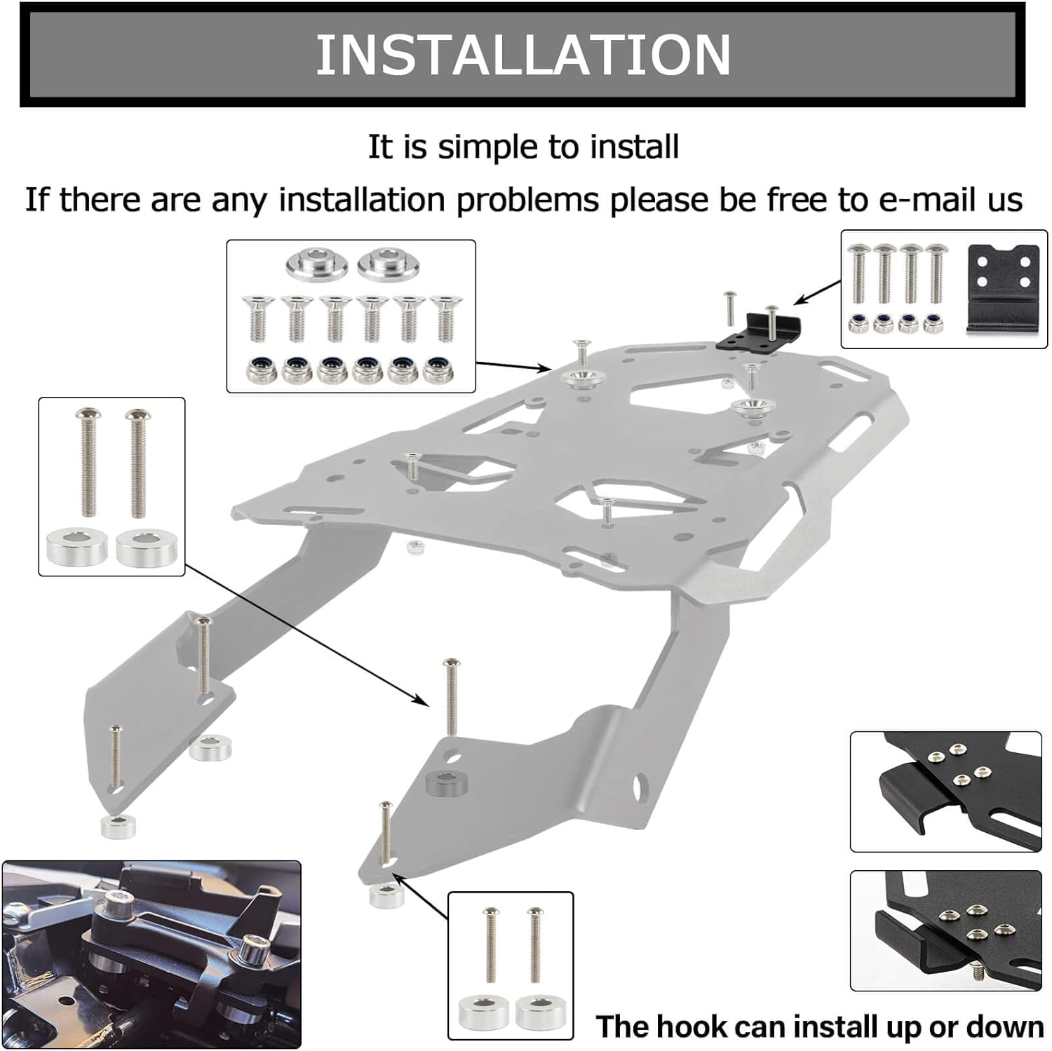 PSLER&reg; Motorcycle Accessories Rear Carrier Luggage Rack for CB500X 2013-2020 CB500F 2013-2015 CBR500R 2013-2015 image number 5