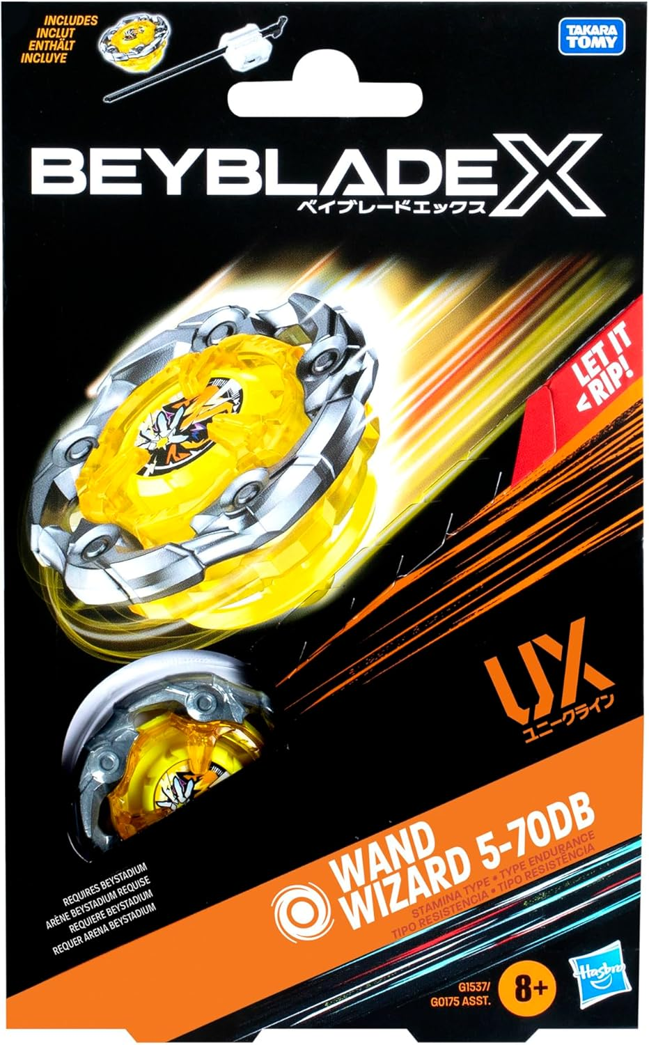 Beyblade X Wand Wizard 5-70DB UX Starter Pack Set with Stamina Type Top and Launcher; Authentic Takara Tomy Battle Tops Games/Toys for Boys and Girls 8+ image number 3