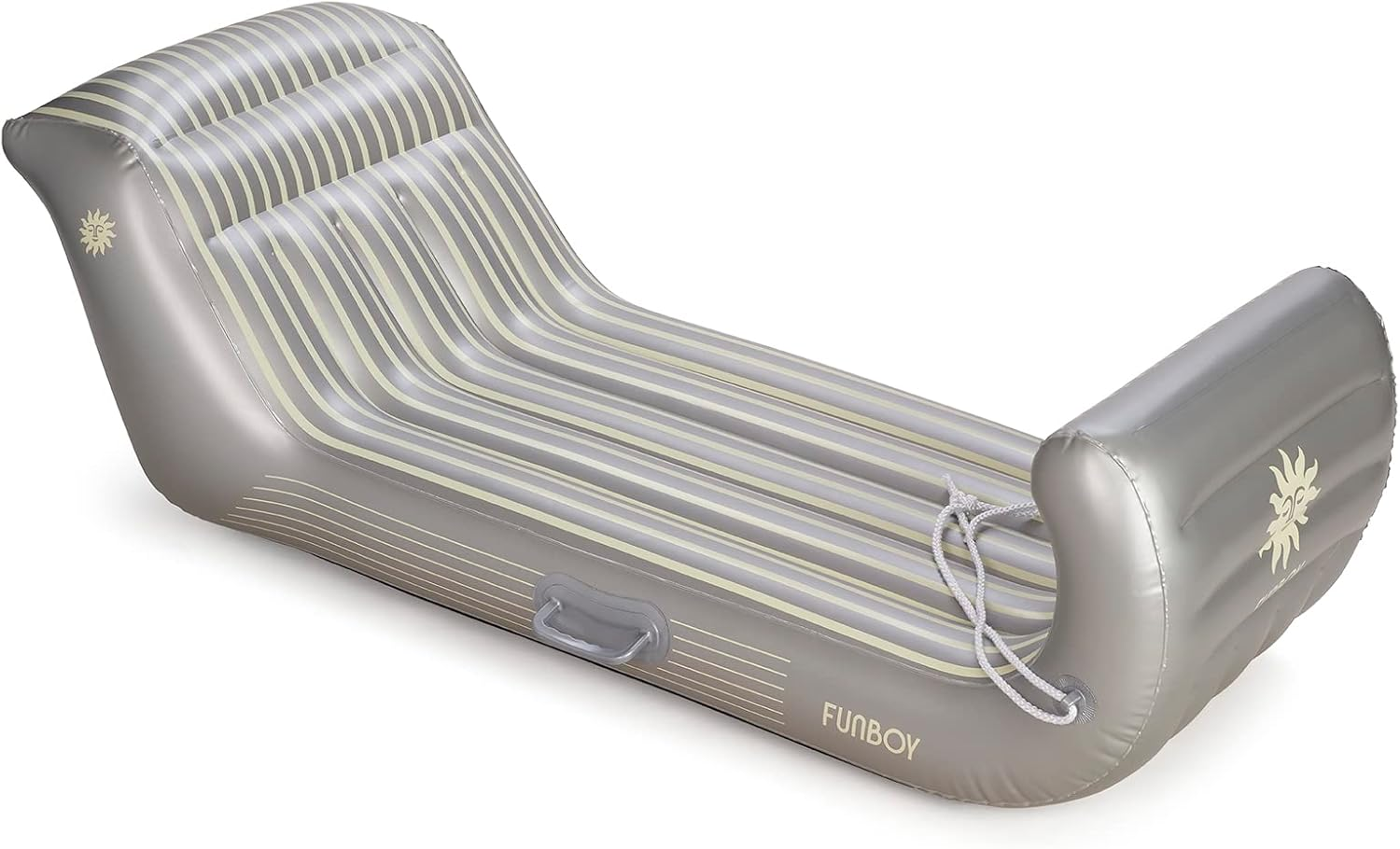 FUNBOY Inflatable Sleigh - Two Person Capacity Winter Snow Sled with Handles, Pull Rope, Rubber Base Tracks, Silver, Single - Retro image number 6