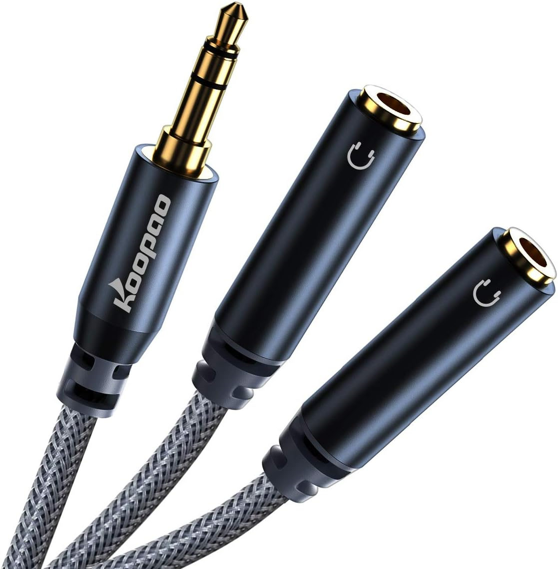KOOPAO 3.5Mm Splitter Double Headphone Jack Stereo Audio Adapter 2 Way Aux Dual Earphone Jack 1 Male to 2 Female Extension Cable Compatible with PC Laptop Macbook Pro 2021 TV Ipad PS4 Speaker Headset