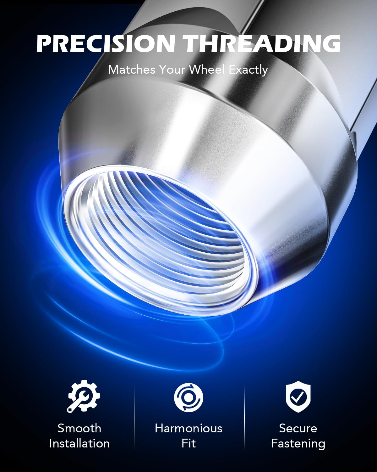 Orion Motor Tech M14X1.5 Lug Nuts, Cone Seat Lug Nut Set with 7/8" Hex, 14X1.5Mm Wheel Lug Nuts Compatible with Buick Dodge Cadillac Chrysler Chevy Silverado, GM 9596070 611-236, Set of 24, Chrome image number 6