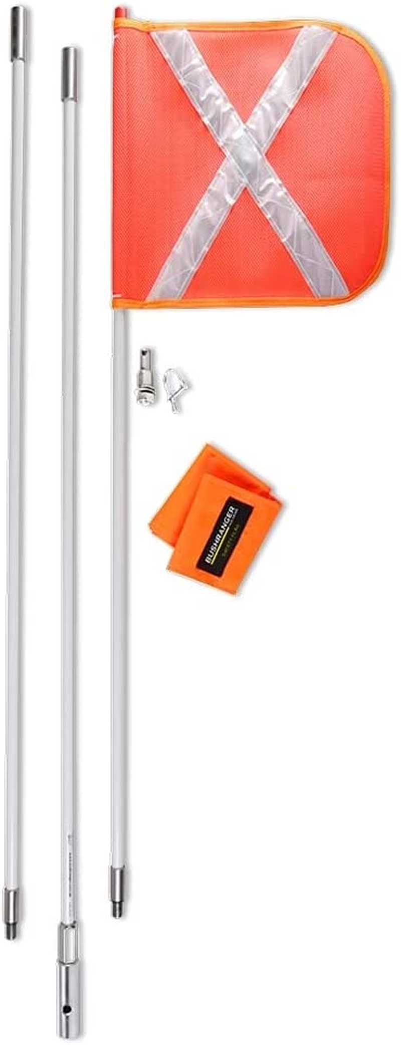 Bushranger SF02A Safety Flag Kit - 3 Piece with Storage Bag, Orange/White