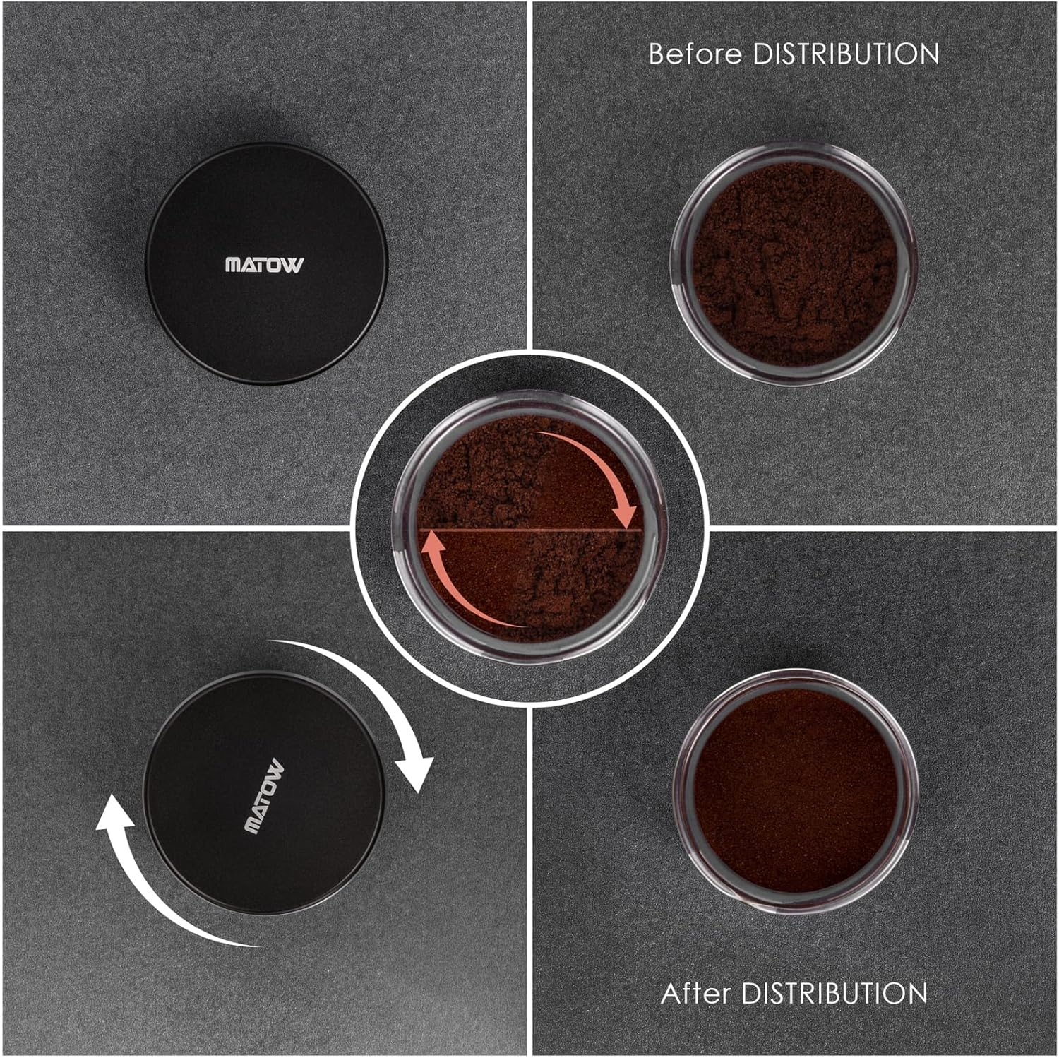 2 in 1 Design Gravity Distributor and Magnetic Dosing Funnel Combo, 58.5Mm Adaptive Espresso Distributor and Stainless Steel Dosing Ring Set Fits All 58Mm Portafilter image number 1