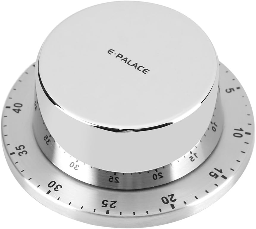 Mechanical Kitchen Timer 60 Minute Timing with Magnet Backing Loud Alarm Stainless Steel Body Mechanical Timer Home Cooking Baking Timer Silver(Silver) image number 2