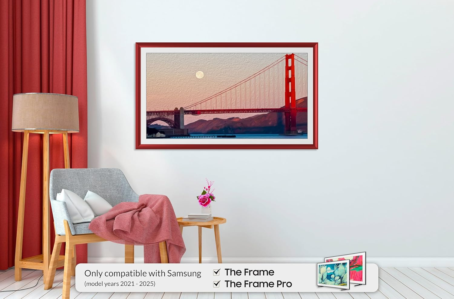 Deco TV Frames Alloy Prismatic - Candy Red Bezel Compatible ONLY with Samsung the Frame TV (32", Fits 2021-2023 Frame TV) image number 1
