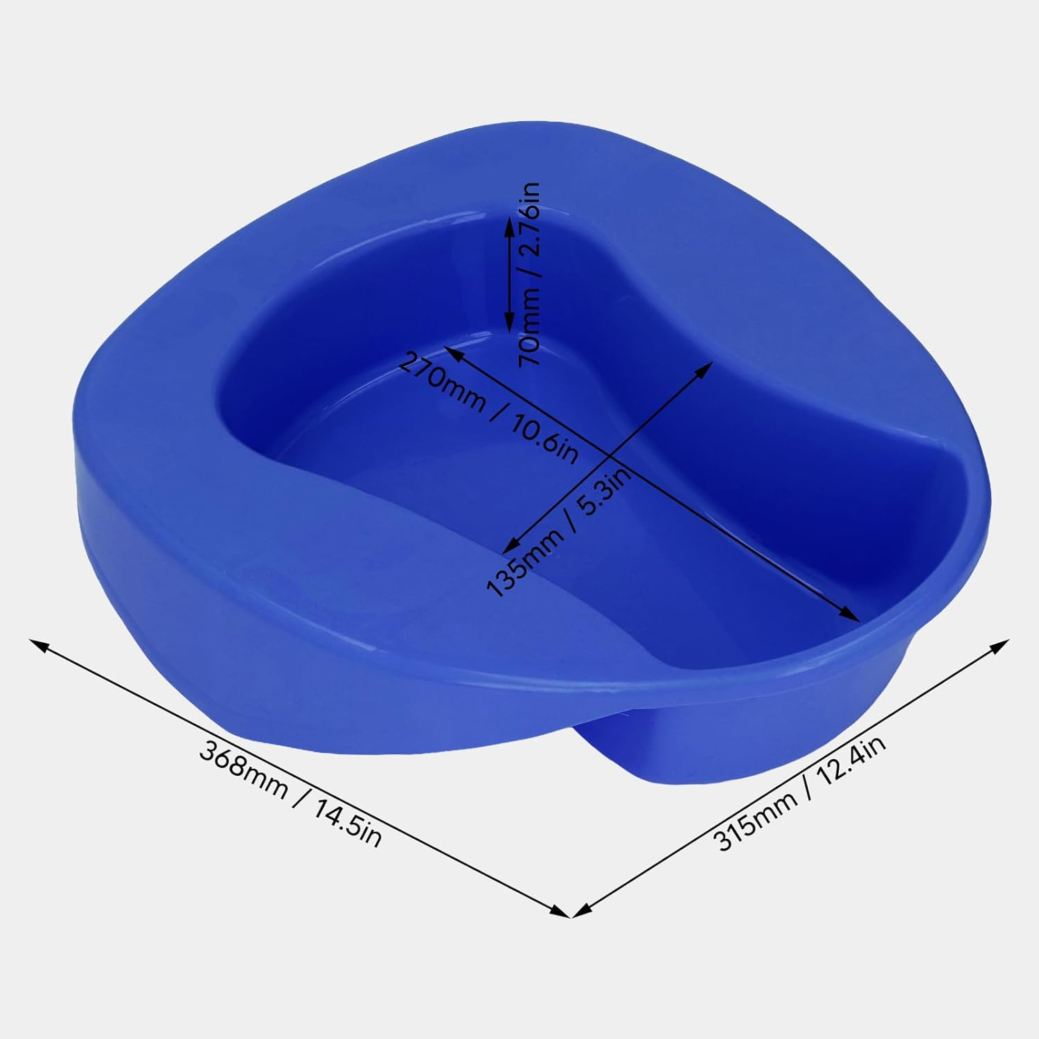 Jiawu Bedpan for Elderly Pregnant Women, Large Thicken 10&deg; Slope Bed Pan Nursing for Bed-Bound/Bedridden Patient, One Piece Molding, Smooth and (Dark Blue) image number 6
