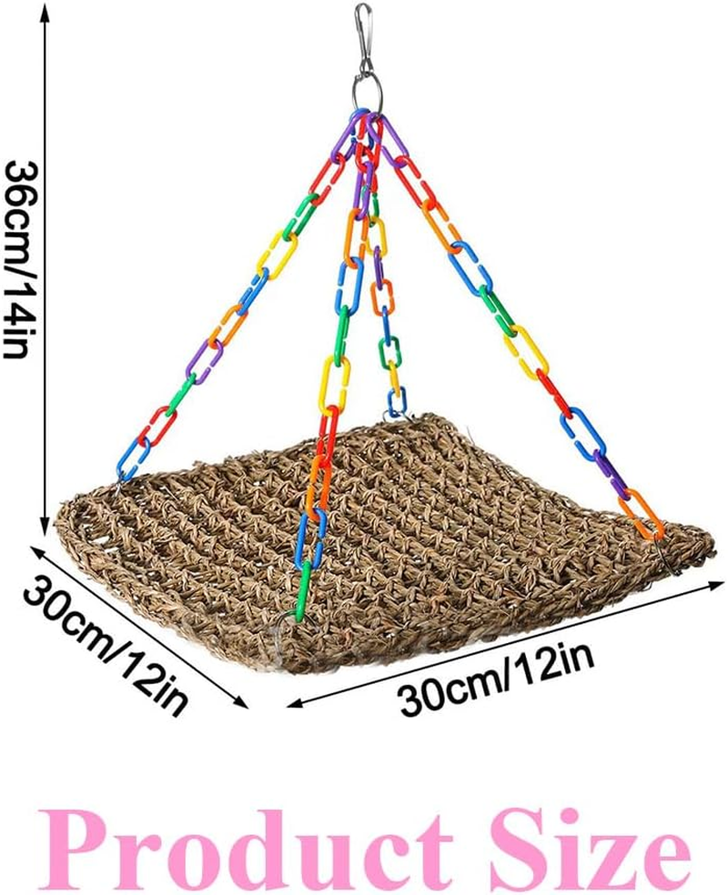 Straw Bird Hammock,Lizard Sun Terrace,Pets Essential Supplies,Durable Bird Seagrass Mat,Pet Habitat Platform,Hanging Perch Swing,For Lizard,Parrot image number 4
