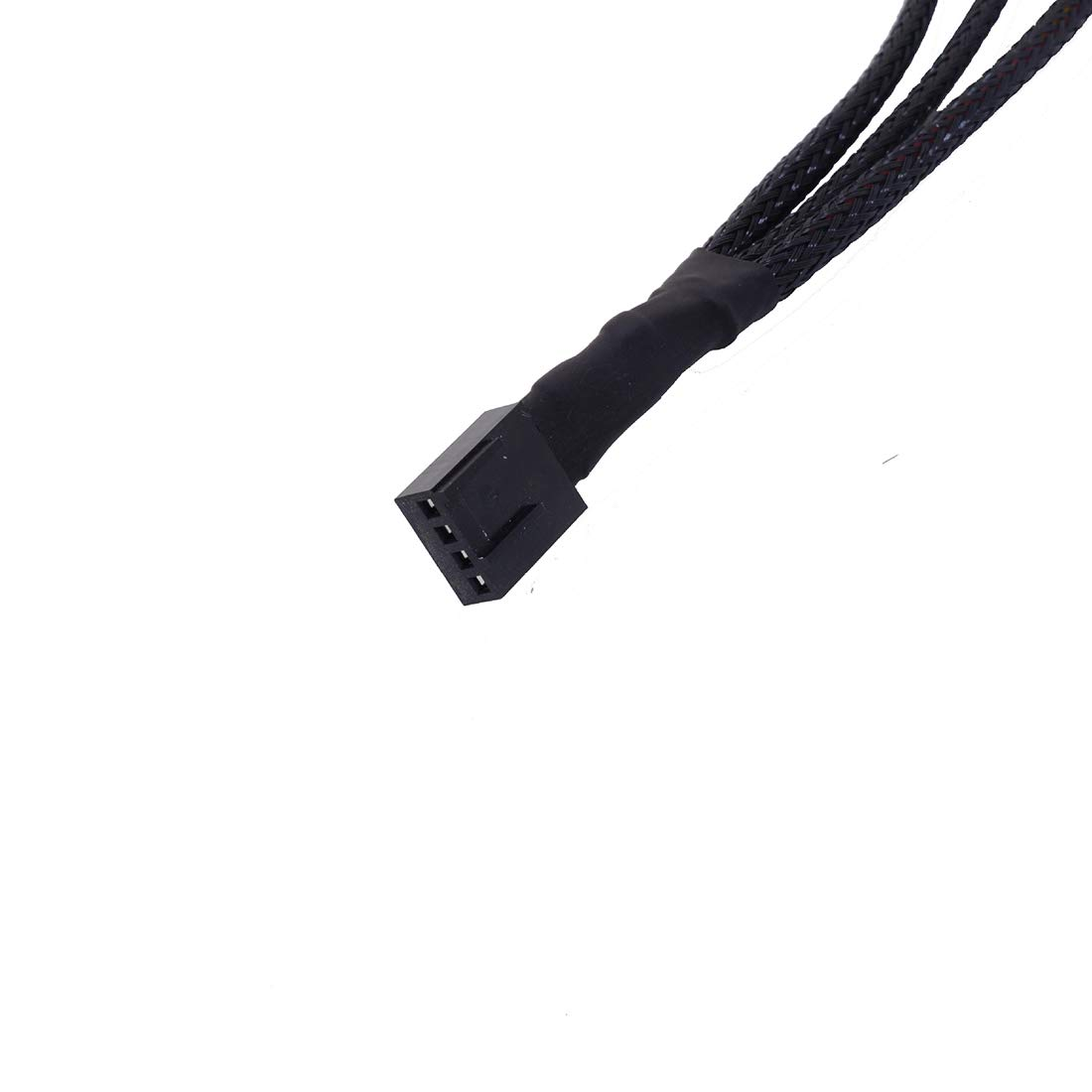 PWM Fan Splitter 4 Pin Fan Extension Power Cable Black Sleeved Braided 3 Way for Computer image number 5