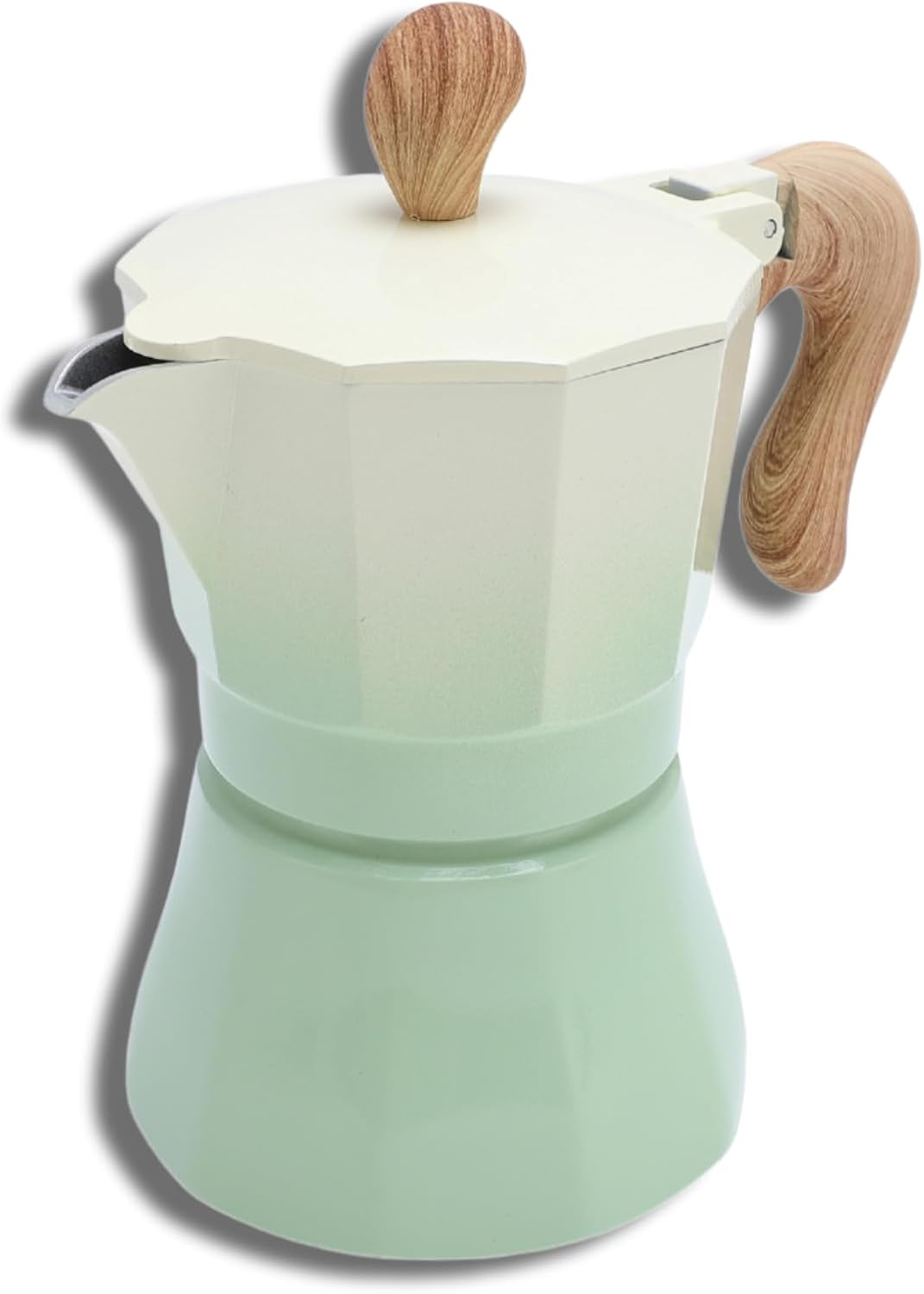 Stovetop Espresso and Coffee Maker, 150ML Household Stovetop Espresso Maker and Percolator, Single Valve Aluminum Moka Pot Coffee Machine for Lovers Beginners (Gradient Green)