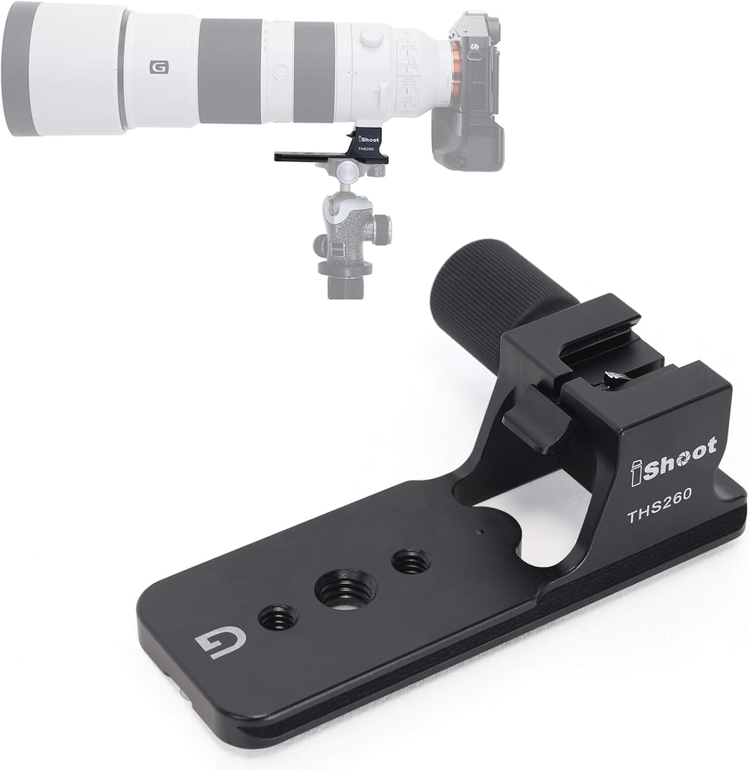 Ishoot Lens Collar Replacement Foot, Tripod Mount Rings Stand Base for Sony FE 200-600Mm F/5.6-6.3 G OSS Lens SEL200600G, Built-In Arca Fit Quick Release Plate for Tripod Ball Head of Arca-Swiss Type image number 5