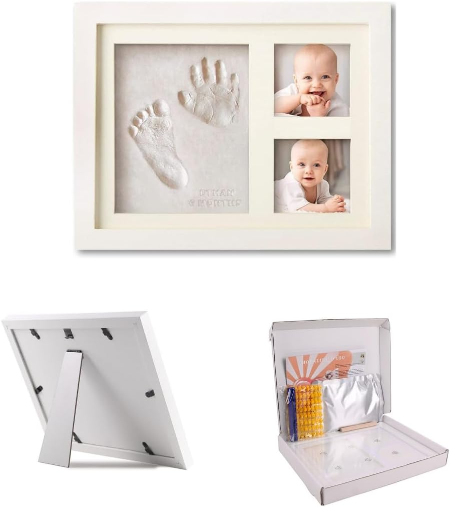 Handprint Footprint Kit, Keepsake Photo Frame for Newborn Boys & Girls, Personalized Baby Milestone Gift, Nursery Decor, DIY Frame image number 5