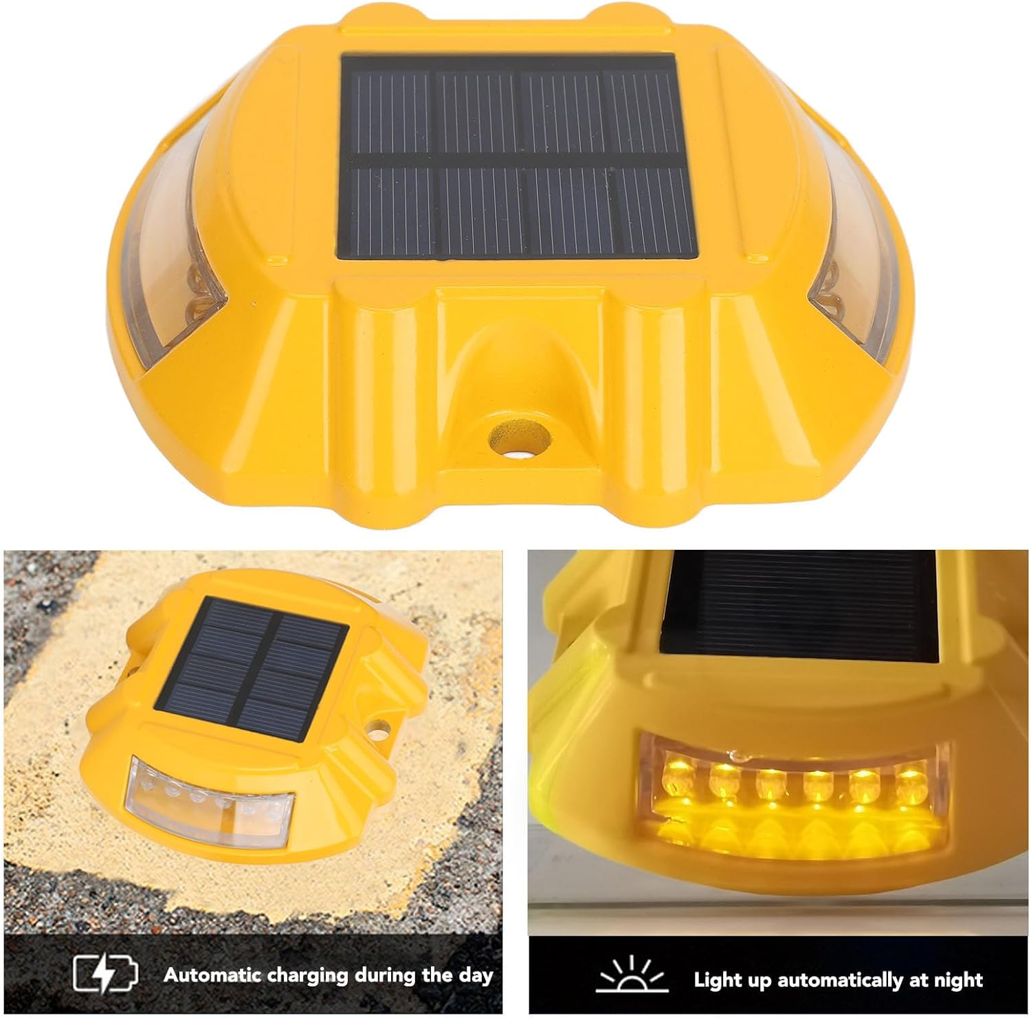 LED Driveway Lights, IP68 Waterproof High Brightness Solar Dock Lights Easy Installation Safe for Garden for Patio (Yellow Light) image number 5