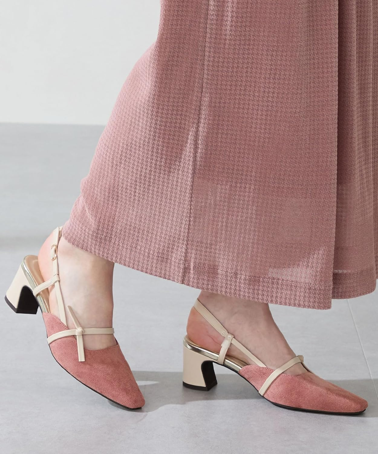 Oriental Traffic 51314 Women'S Pumps, Office Casual, Commuting, Square Toe, Heel Strap, Side Ribbon image number 4