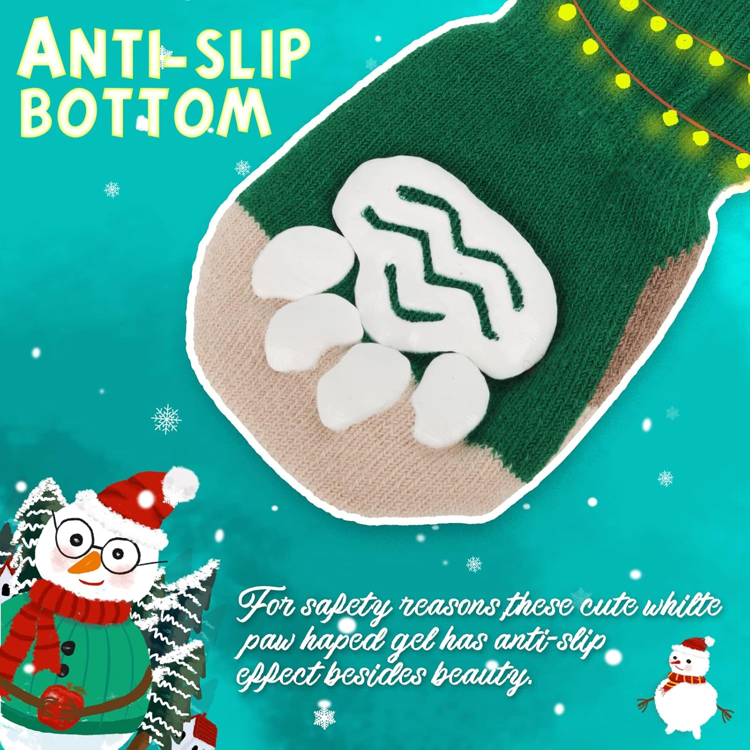 Rypet Christmas Dog Socks 2 Pairs - Non Slip Dog Grip Socks with with Adjustable Straps Traction Control for Hardwood Floor, Pet Paw Protector for Small Medium Large Dogs Large