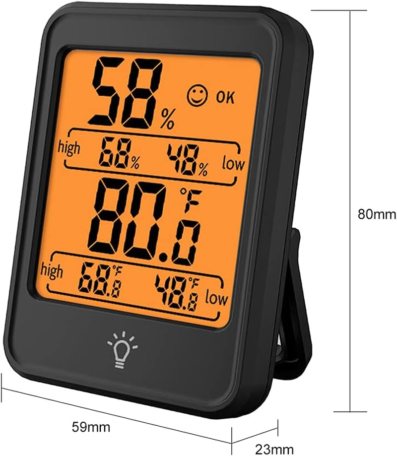 Digital Hygrometer Thermometer Indoor Temperature and Humidity Gauge Monitor Meter with Large LCD Display for Home Bedroom Office Greenhouse