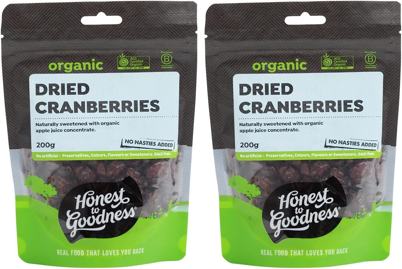 Honest to Goodness, Organic Dried Cranberries, 1 Kg - Naturally Sun-Dried and Infused with a Touch of Organic Apple Juice, Naturally Sweet and Slightly Tart. image number 2