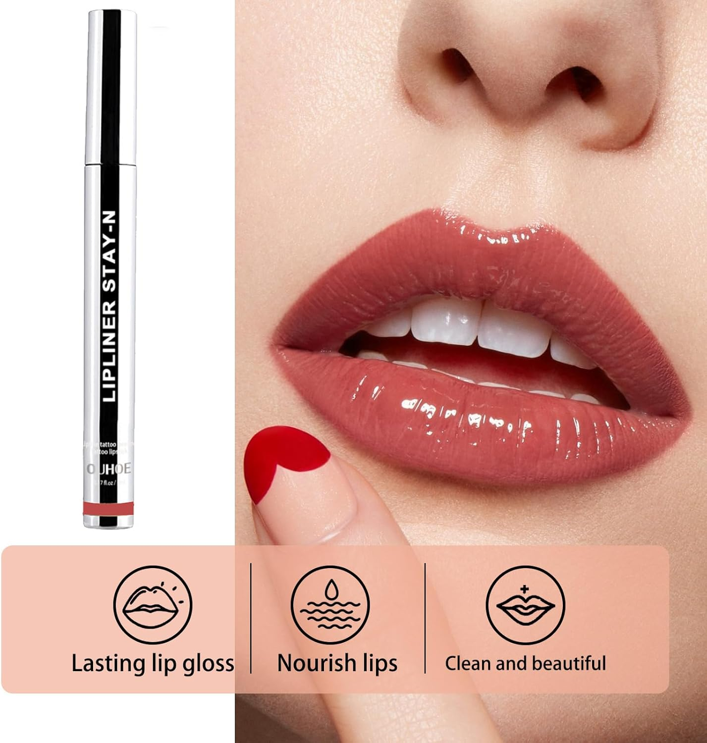 Peel off Lip Liner Stain,Long Lasting Waterproof Lip Stain Peel off Liner,Matte Lipstick Women,Transfer Proof Lip Tint Peel off (Wine Red) image number 4