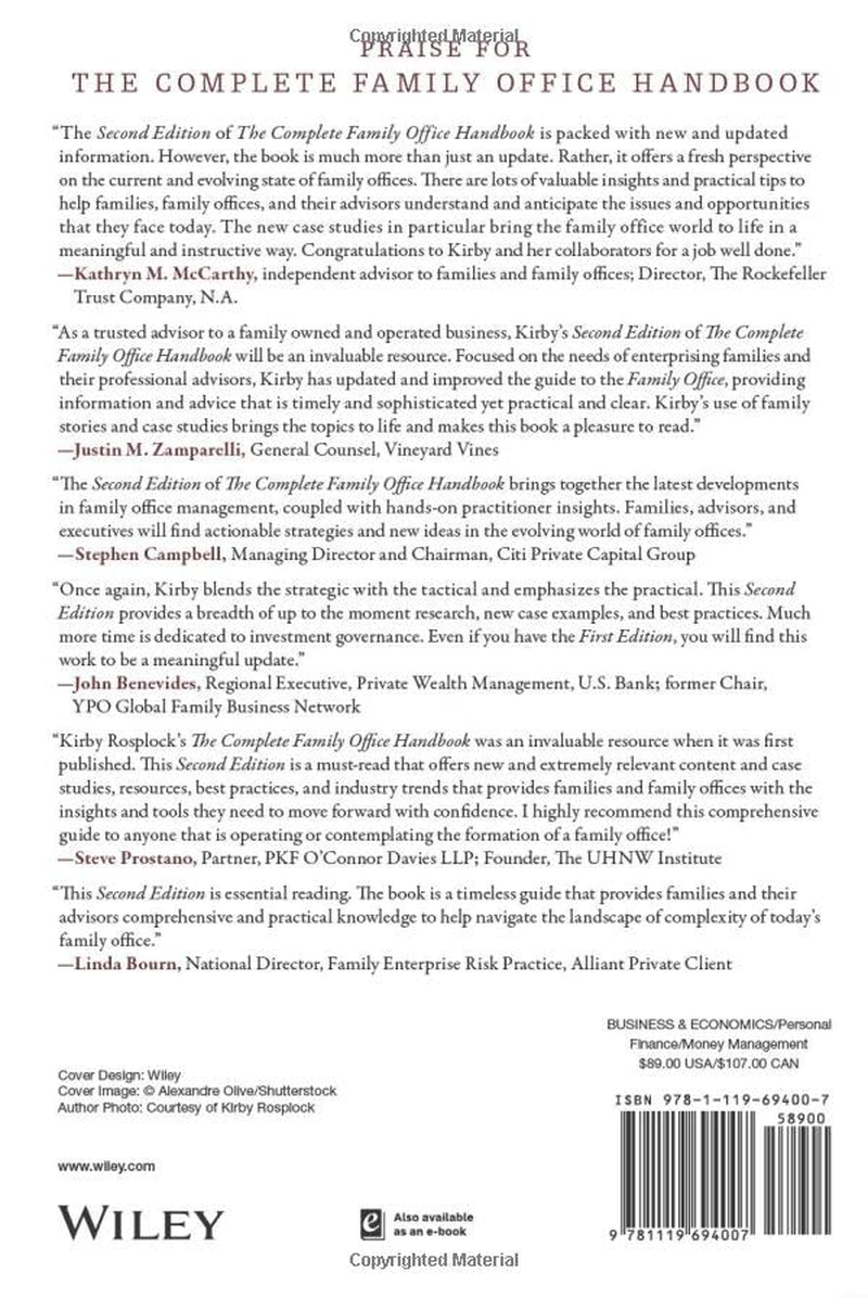 The Complete Family Office Handbook: a Guide for Affluent Families and the Advisors Who Serve Them image number 1
