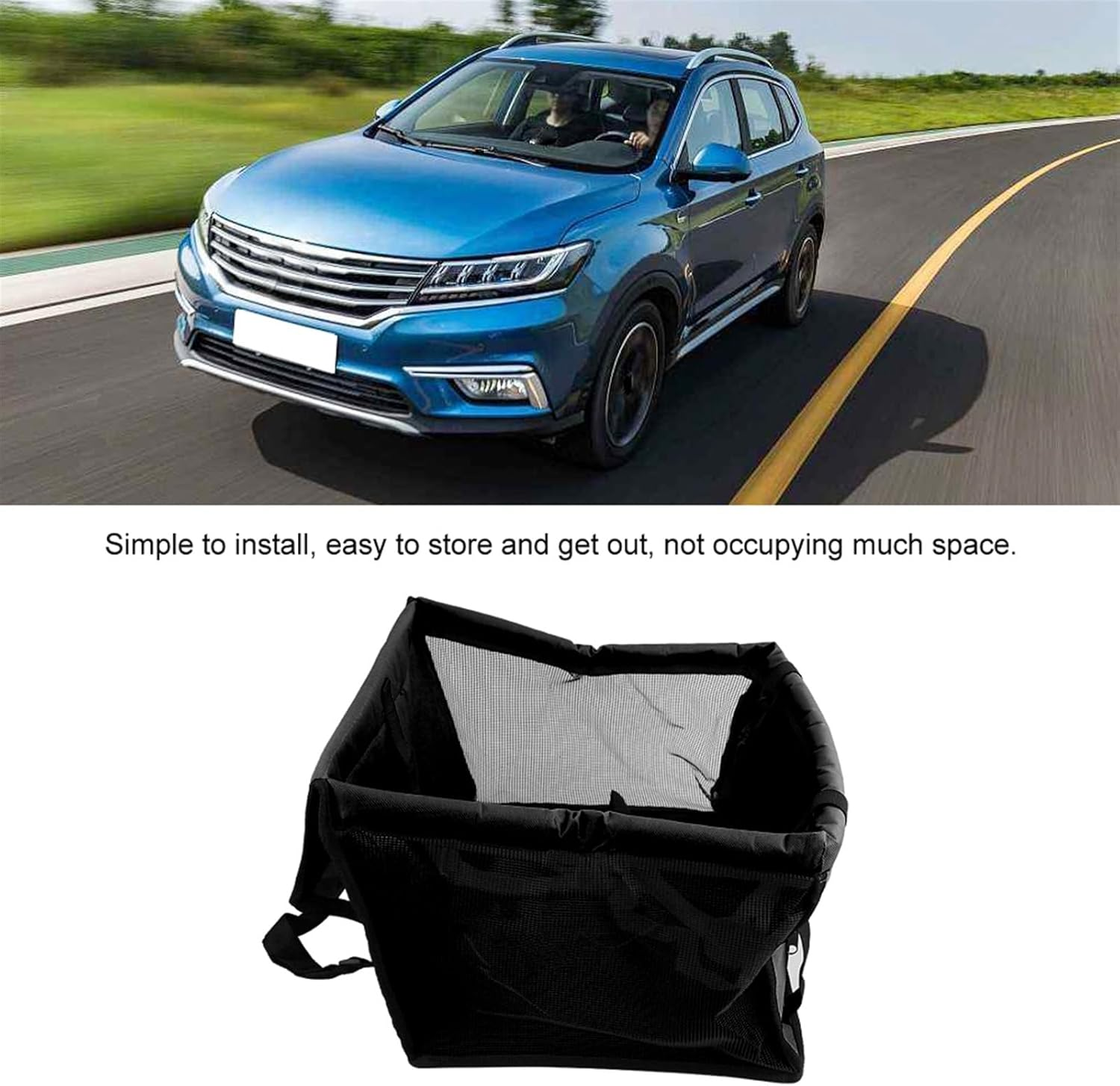 Dog Car Seat Cover Breathable Car Pet Dog Seat Cover Oxford Cloth Pet Basket Mesh Basket Black Dog Hammock image number 4