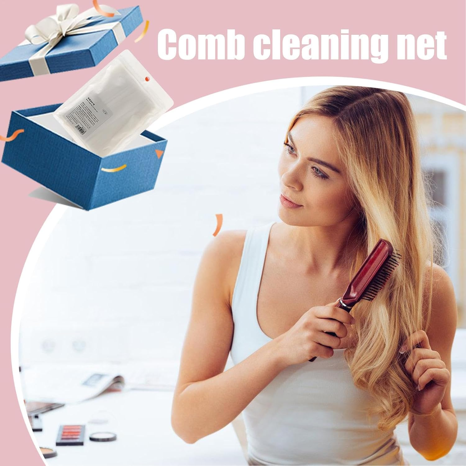 Hair Comb Cleaning Net,50X Hair Removal Net - Comb Cleaner, Portable Hair Remover Tools, Comb Protection Net for Removing Hair Dust image number 4