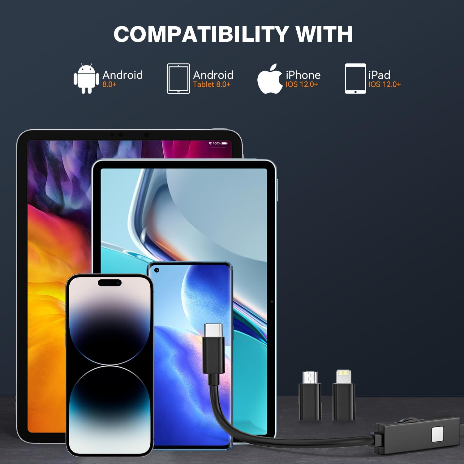 Endoscope Camera, Inspection Camera with Dual-Lens, 1920P HD Borescope IP67 Waterproof Draincamera for Ios and Android Phone, 8+1 Adjustable Leds, Semi-Rigid Sewercamera for Automotive 5M/16.4Ft image number 2