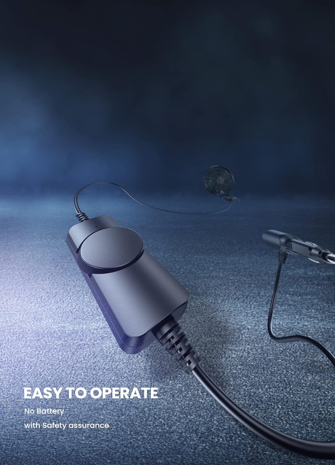 LEMOISTAR 12V/24V Car Fan, 8 Inch Big Size Electric Car Fan with Hook, Stepless Speed Control Cooling Air Fan with Cigarette Lighter for Vehicles, SUV, RV image number 1