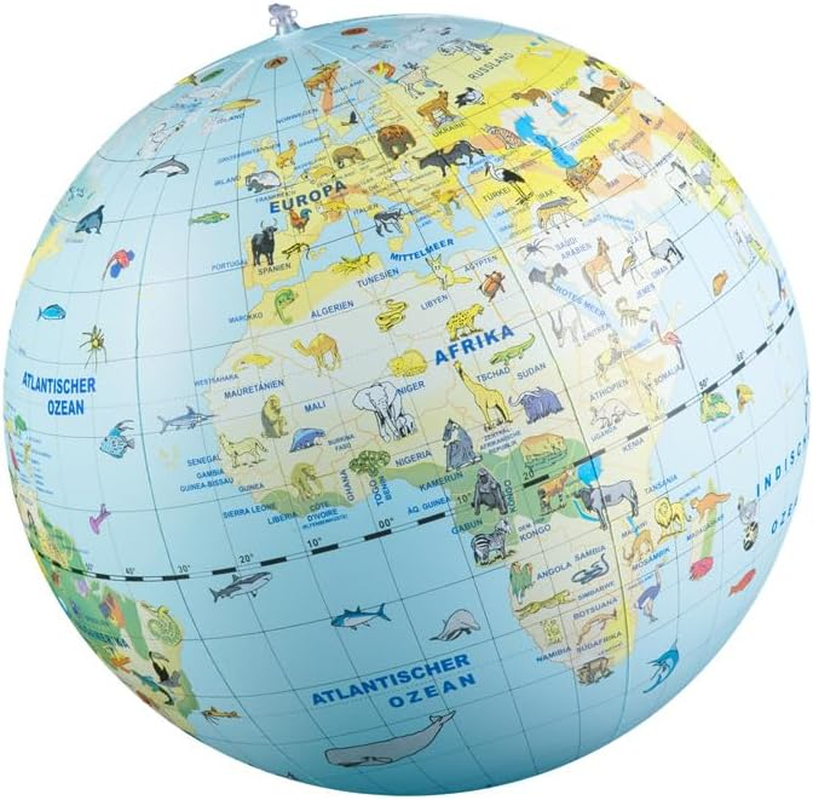 HCM Kinzel - Inflatable Caly Globe - Animals Maxi - Playfully Explore the World - Green - 50 Cm Circumference