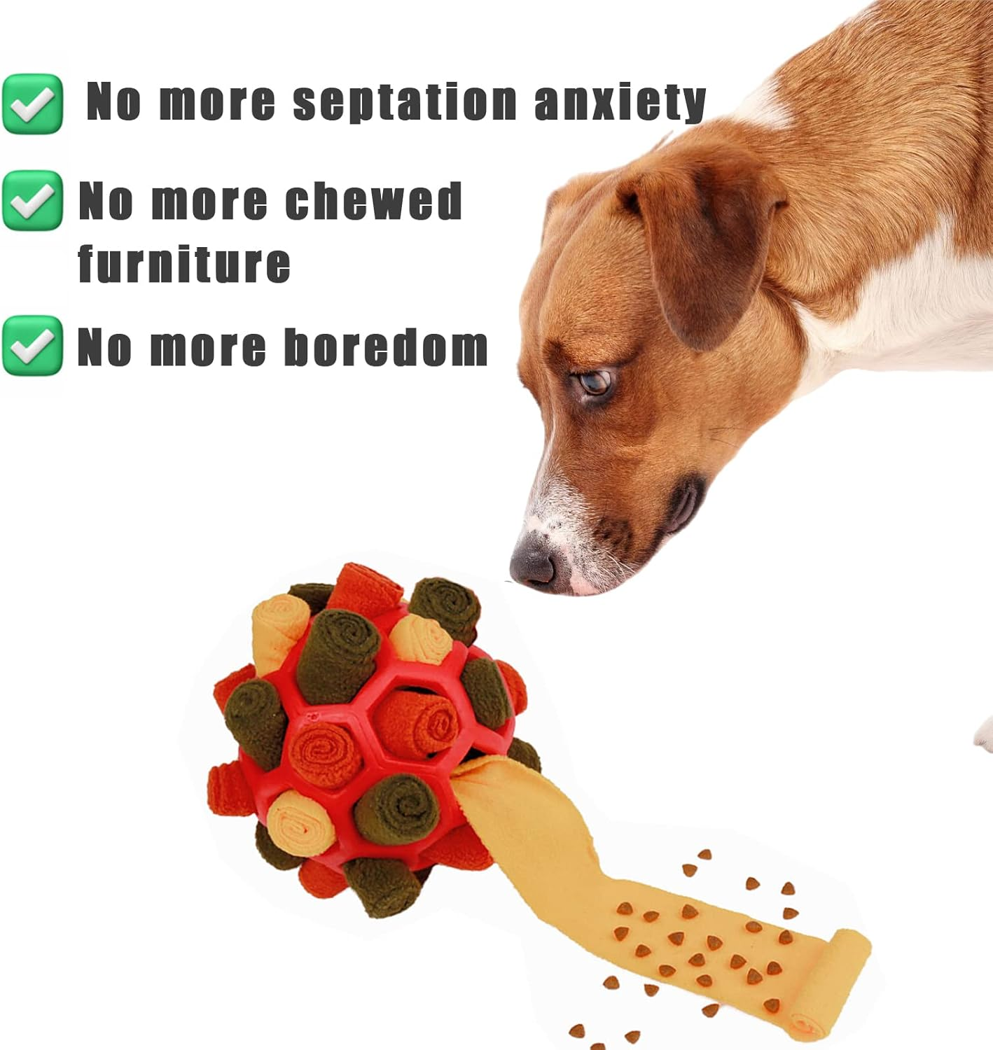 Interactive Pet Snuffle Ball Dog Toy Encourage Natural Foraging Skills Slow Food Training Bite Resistant Puppy Playing Portable Dog Enrichment Toys (Autumn Red) image number 4