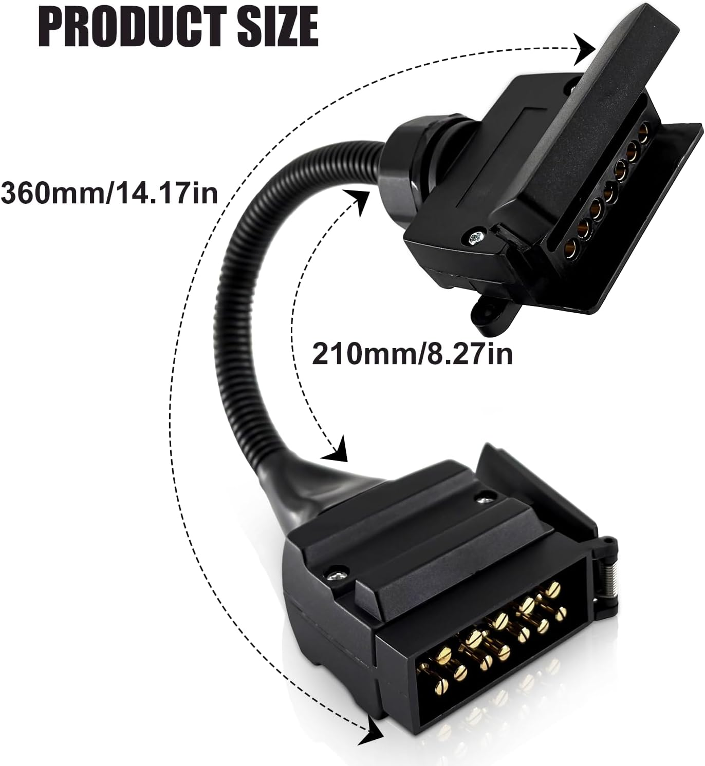 Trailer Adapter 12 Pin Male Plug to 7 Pin Flat Socket, 12V Au-Standard 4WD Trailer Light Adapter, 35Cm Extra-Length Waterproof Connector for RV Truck Caravan Utility Tow Vehicles image number 1