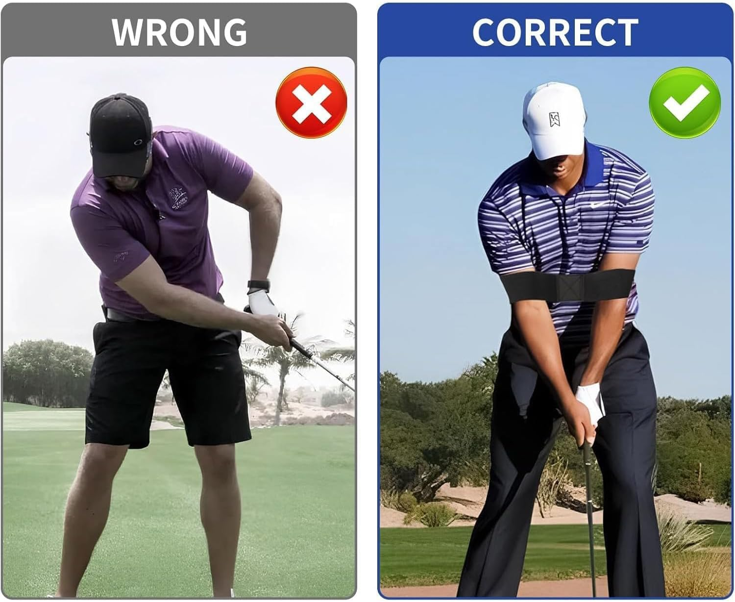 3Pcs Golf Swing Arm Band,Golf Corrector, Golf Balls Elastic Band,Swing Correcting Arm Band for Golf Beginners,Elastic Swing Correcting Training Aids,Golfing Accessories(Black,White,Blue) image number 4