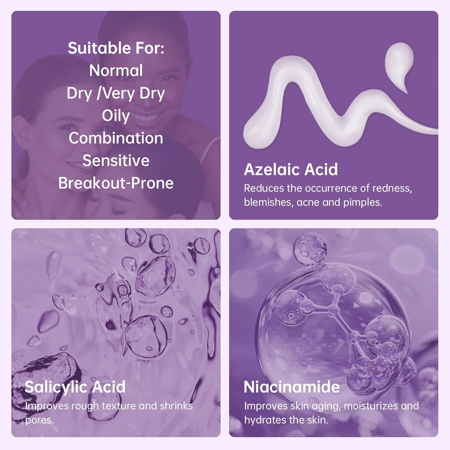 Azelaic Acid 12% Serum for Acne, Azelaic Acid Cream for Acne, Blemishes and Pimples, Nicotinamide Serum Balances Excess Sebum for Smooth Skin, 0.7 OZ image number 5