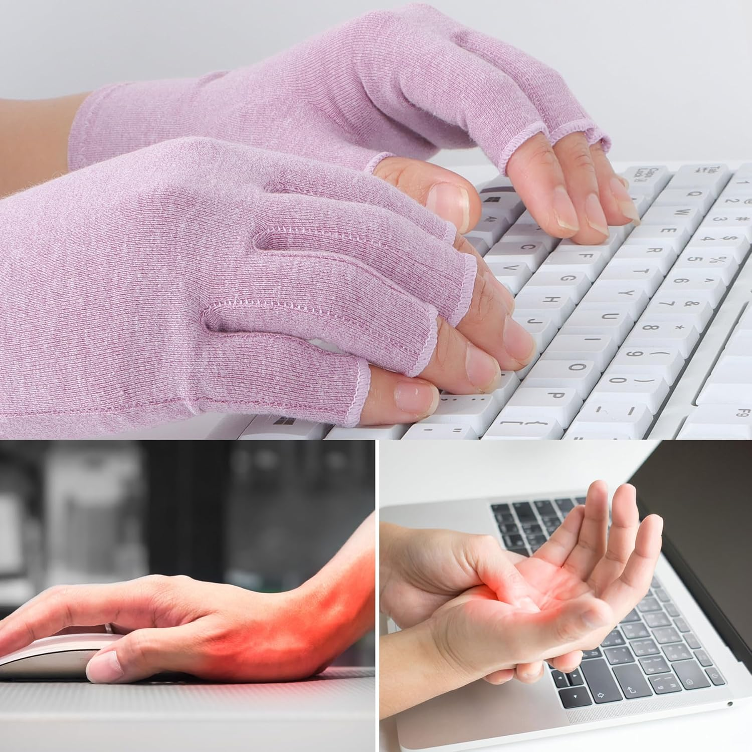 Rheumatoid Arthritis Gloves - Compression Gloves Fingerless Joint Pain Relief Hand Mitten Warmth Gloves Carpal Tunnel Gloves for Women Men image number 3
