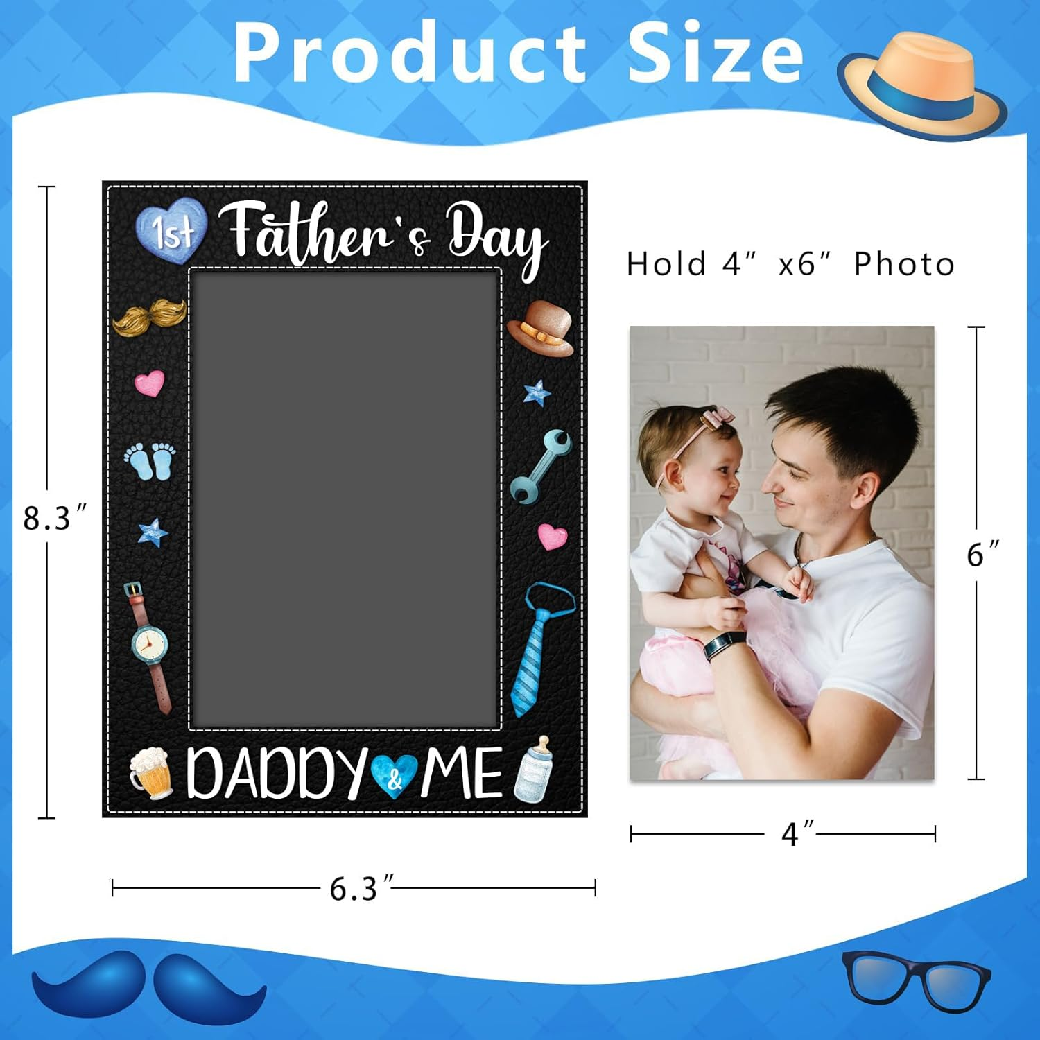 First Father'S Day Picture Frame Gifts for New Dad from Daughter Son Baby 4X6 Daddy and Me 1St Fathers Day Photo Frames for Newborn Baby Dad to Be First Time Daddy Nursery Decor image number 1