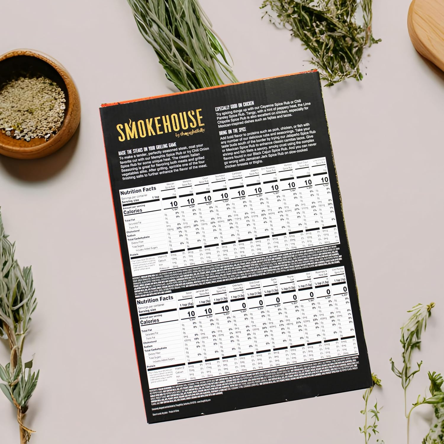 Smokehouse by Thoughtfully, Gourmet Ultimate Grilling Spice Set, Grill Seasonings and Rubs Gift Set, Flavours Include Chili Garlic, Italian Seasoning, Cayenne Spice Rub and More, Pack of 20 image number 2