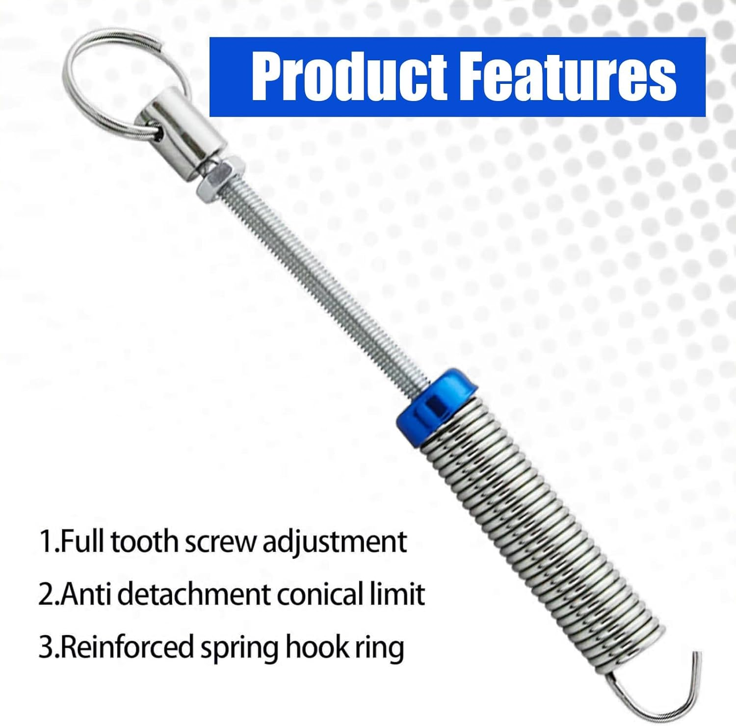 2 PCS Car Trunk Spring, 5.9"-9.44" High Carbon Alloy Steel Full-Thread Screw-Adjustable Automatic Lifting Spring Device, Multi-Functional Auxiliary Opening Accessory, for Most Models (Blue) image number 4