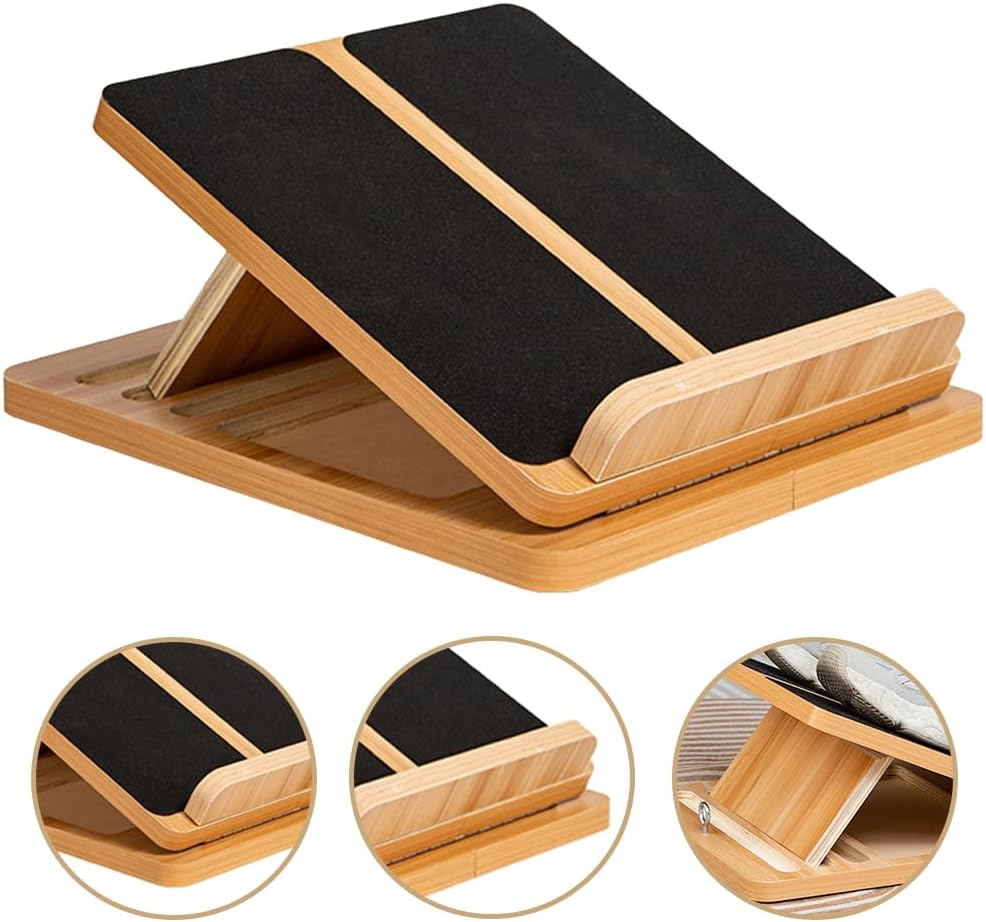 Wood Ergonomic Footrest,Adjustable Foot Rest,Calf Stretching Stool,Under Desk Footrest,Anti-Slip Surface Foot Rest,For Home, Office and Dormitory