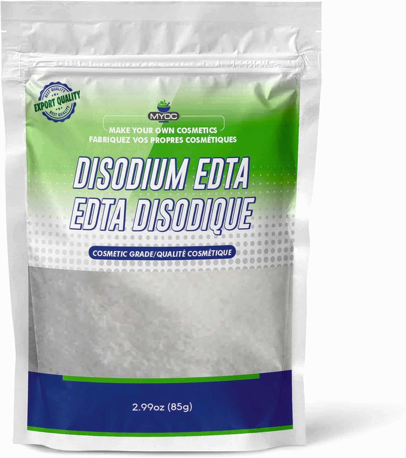 MYOC Disodium EDTA Pure Cosmetic Grade Raw Material White Crystalline Powder for DIY Body Soaps, Hair Shampoo & Conditioner, Facewashes Foam Builder & Cleanser 85Gm