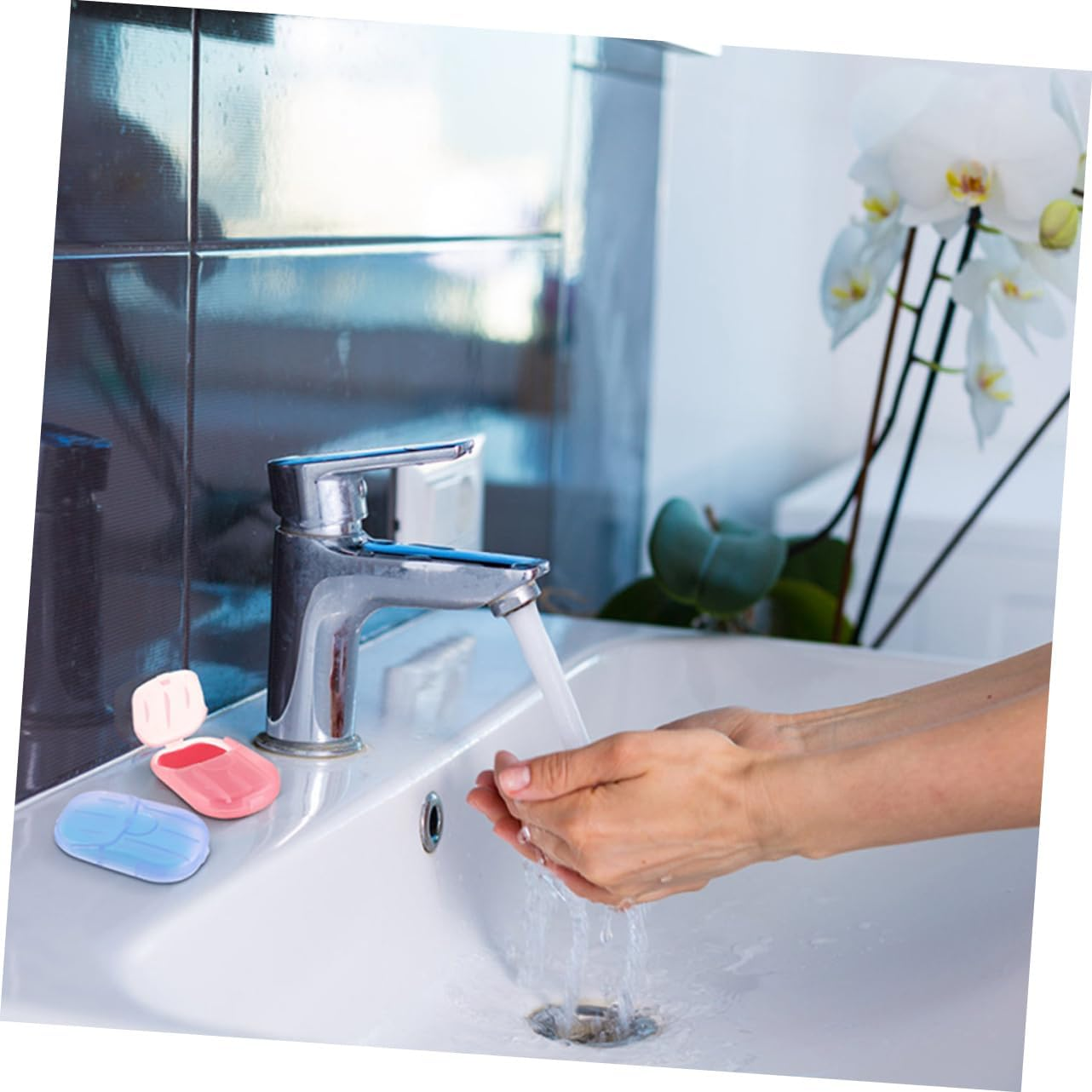 INOOMP Travel Soap Sheets Set 12 Boxes of Portable Foaming Soap Paper for Hand Washing Rose Jasmine Lavender Milk and Orange Scents for Camping Hiking and Outdoor Activities