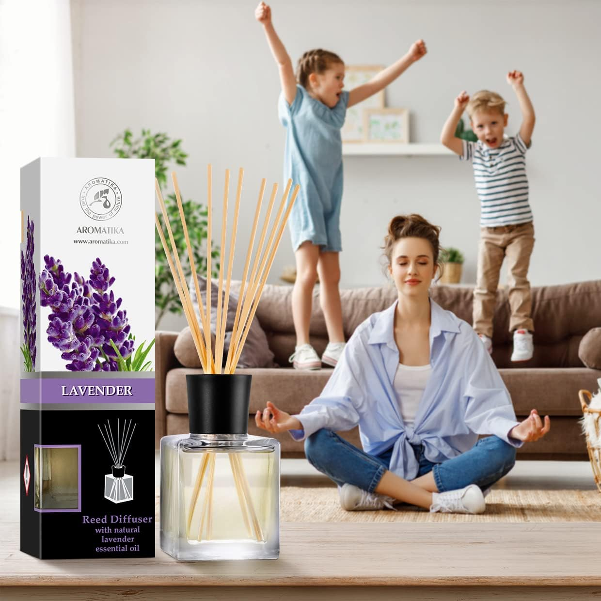 Reed Diffuser Lavender 200Ml - Room Diffuser with Lavender Essential Oil - Diffuser with Rattan Sticks - Fragrance Oil Reed Diffuser - Room Freshener - Scented Diffusers - Home Fragrance image number 1