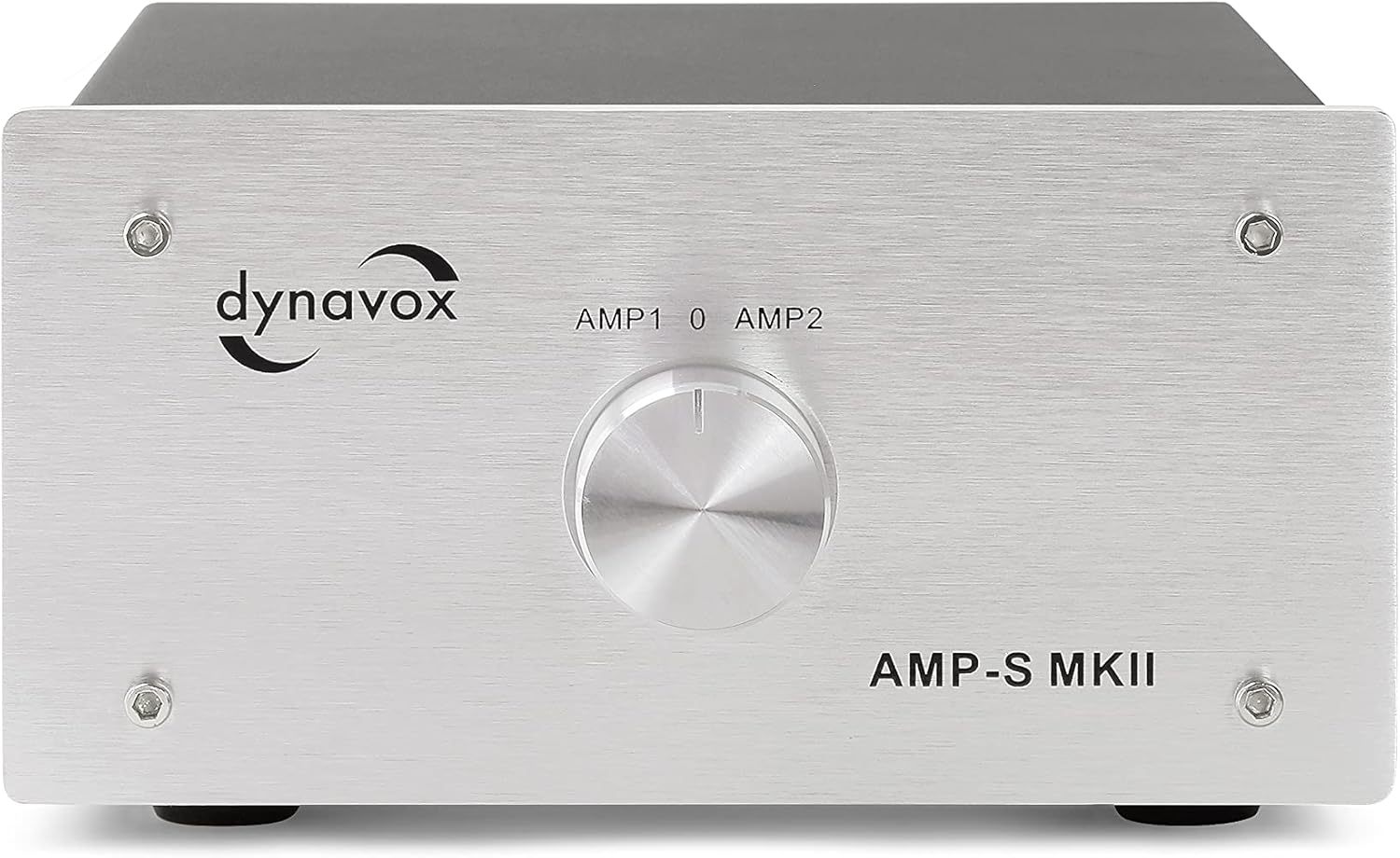 Dynavox AMP-S MKII Amplifier and Speaker Switch in Metal Housing for Stereo and Surround Amplifier, Banana Plug or Clamp Connection, Black