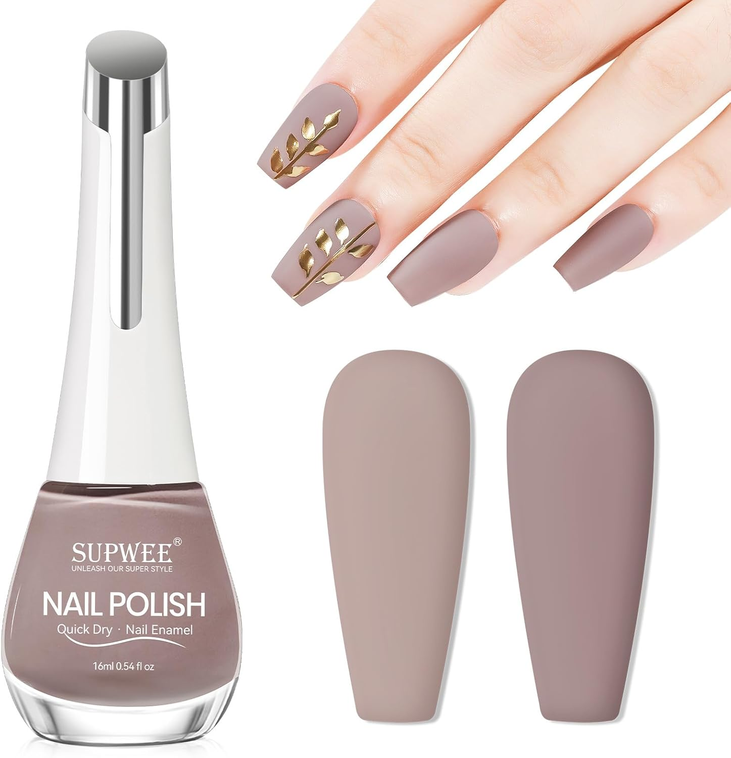 SUPWEE Matte Nail Polish 16Ml Quick Dry Nude Nail Polish Air Fast Dry Easily Create Elegant Matte Nail Art Home DIY Manicures Salon for Women image number 1