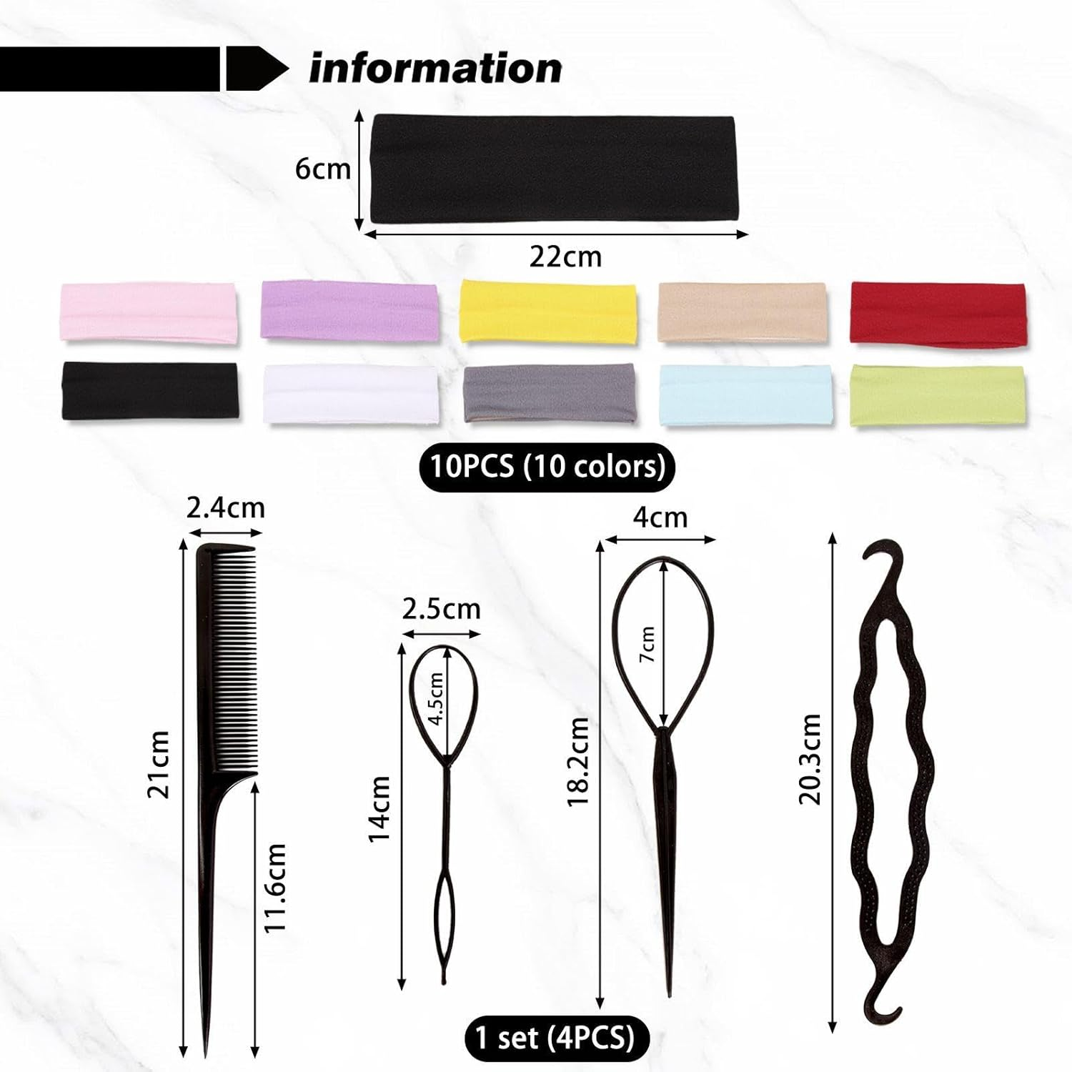 10-Piece Women'S Headband and 4-Piece Hairpin, Elastic Headband, Sports Headband, Headband against Slipping, Sweat-Absorbing Headband