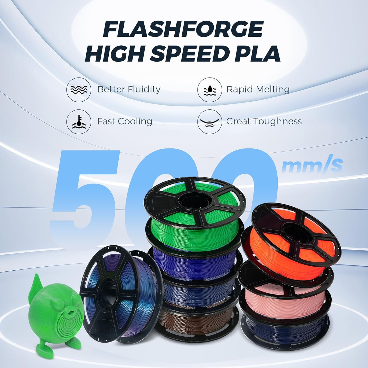 FLASHFORGE 3D Printer Filament, Rainbow Candy HS PLA 1.75Mm, 500Mm/S High-Speed Printing, +/- 0.02Mm Accuracy, 1Kg Spool (2.2Lbs), Compatible with Most FDM 3D Printers - Burnt Titanium  Abyssal Red Gradient image number 6