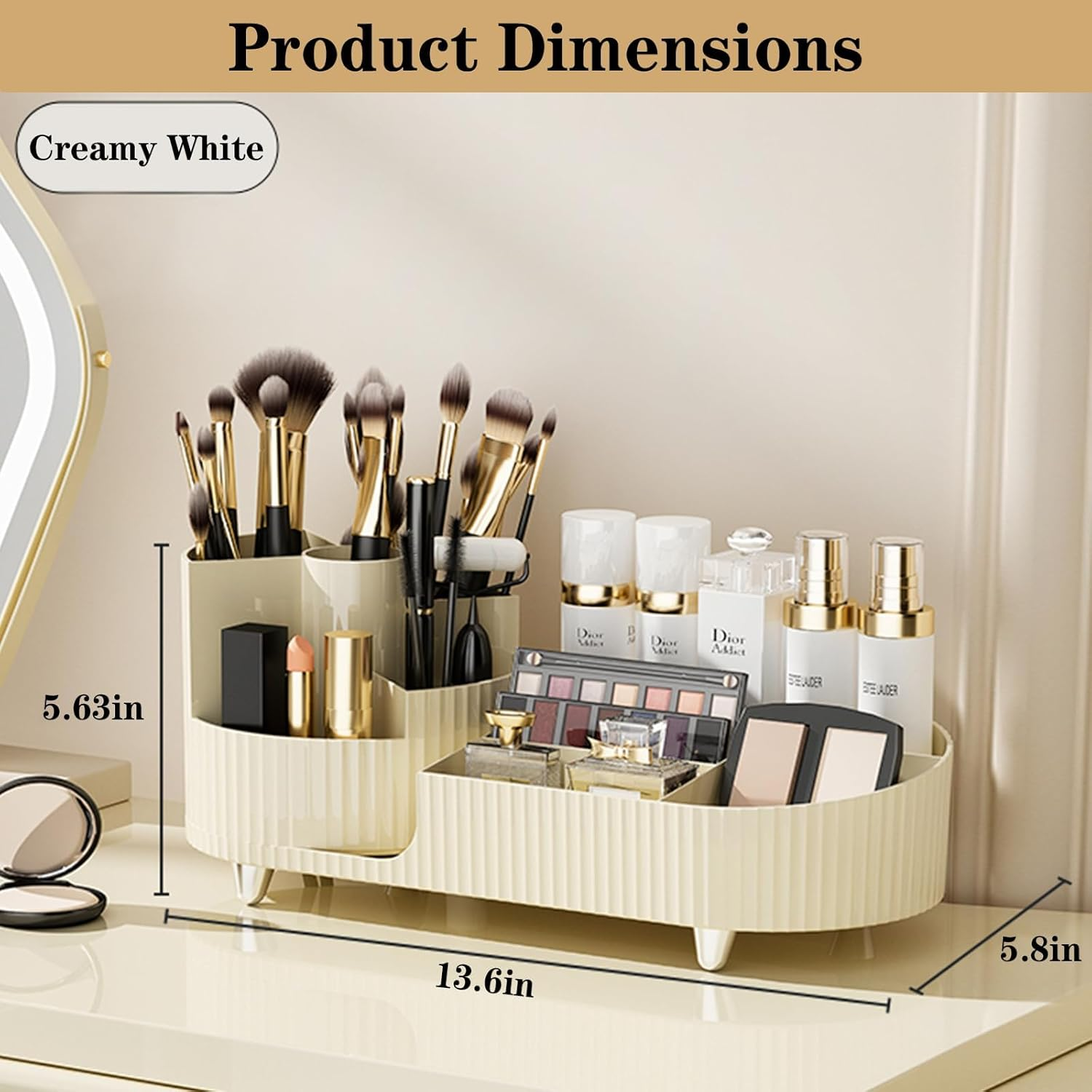 Makeup Organizer Countertop Rotating Makeup Organizer for Vanity Large Capacity Cosmetic Display Case with Makeup Brush Holder Cosmetic Organizer Countertop
