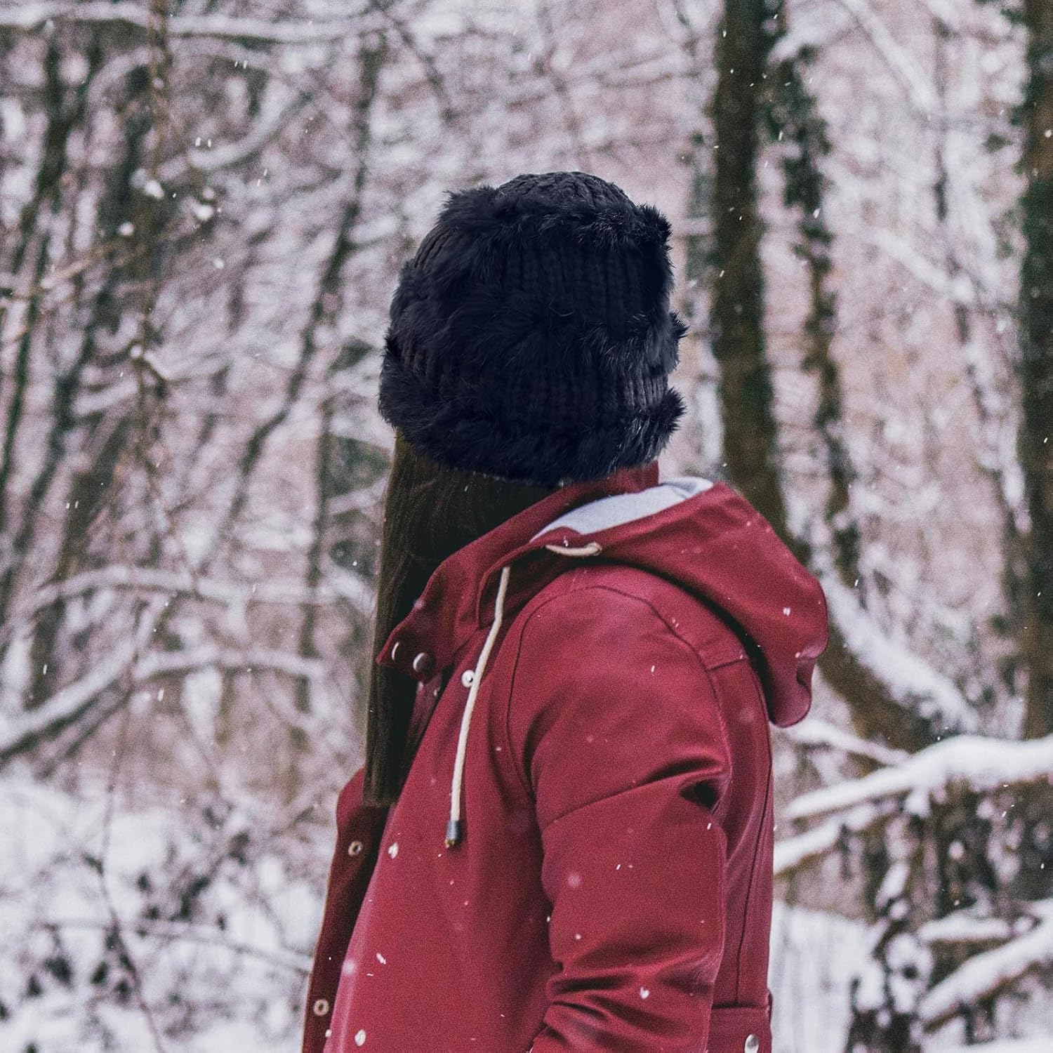 TRADERPLUS Winter Knitted Beanie Hat, Slouchy Crochet Style - Black image number 4