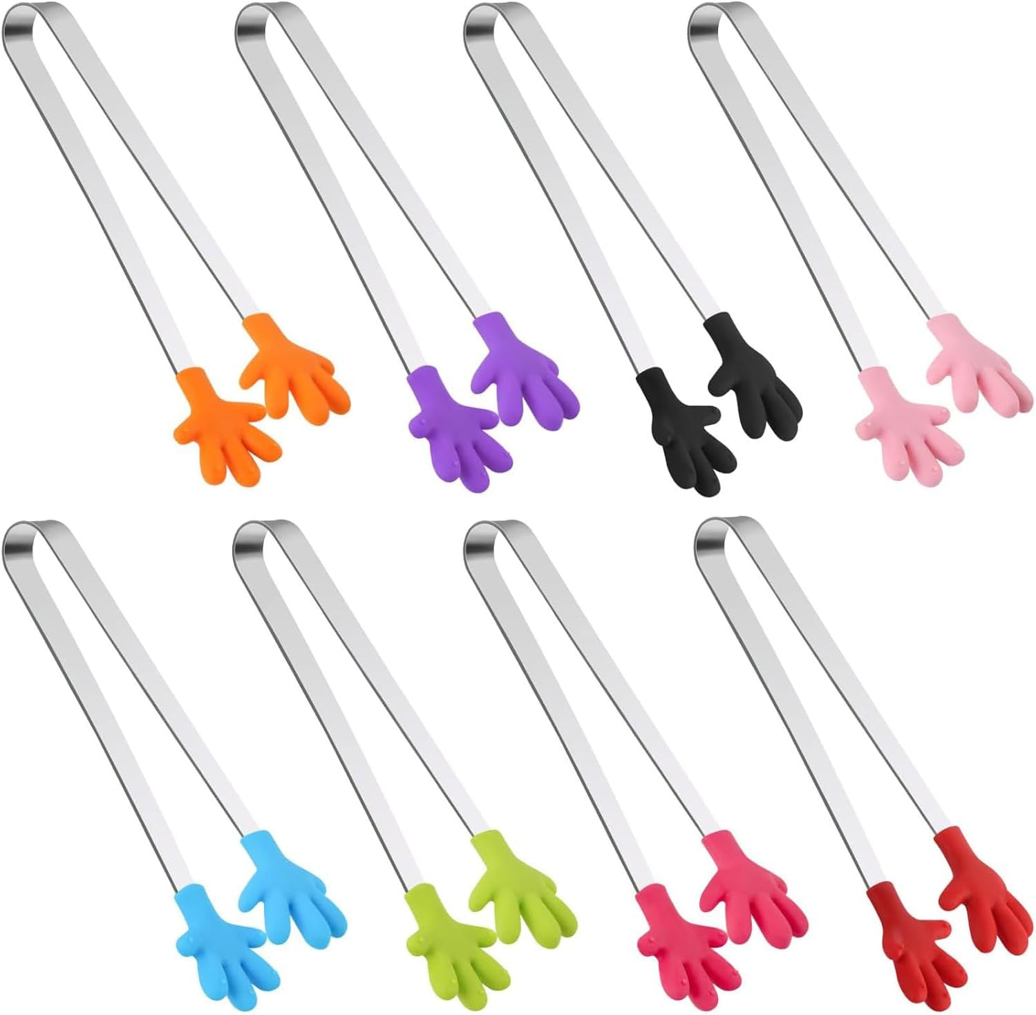 Lexziuo 8PCS Colorful Silicone Mini Tongs - 5 Inch Heat-Resistant Kitchen Tongs for Kids & Adults, Soft Food Tongs for Appetizers, Ice Cubes, Fruits, Desserts, BBQ image number 4