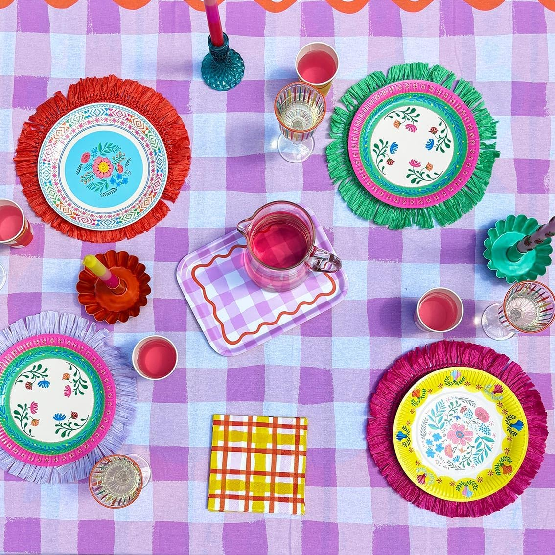 Talking Tables Colorful Floral Paper Plates Disposable Tableware, Great for Afternoon Tea Party Table Decorations| Festival, Picnic, Kids Encanto Themed Birthday Party 9&rdquo;, Pink Blue Yellow, Pack of 12 image number 2