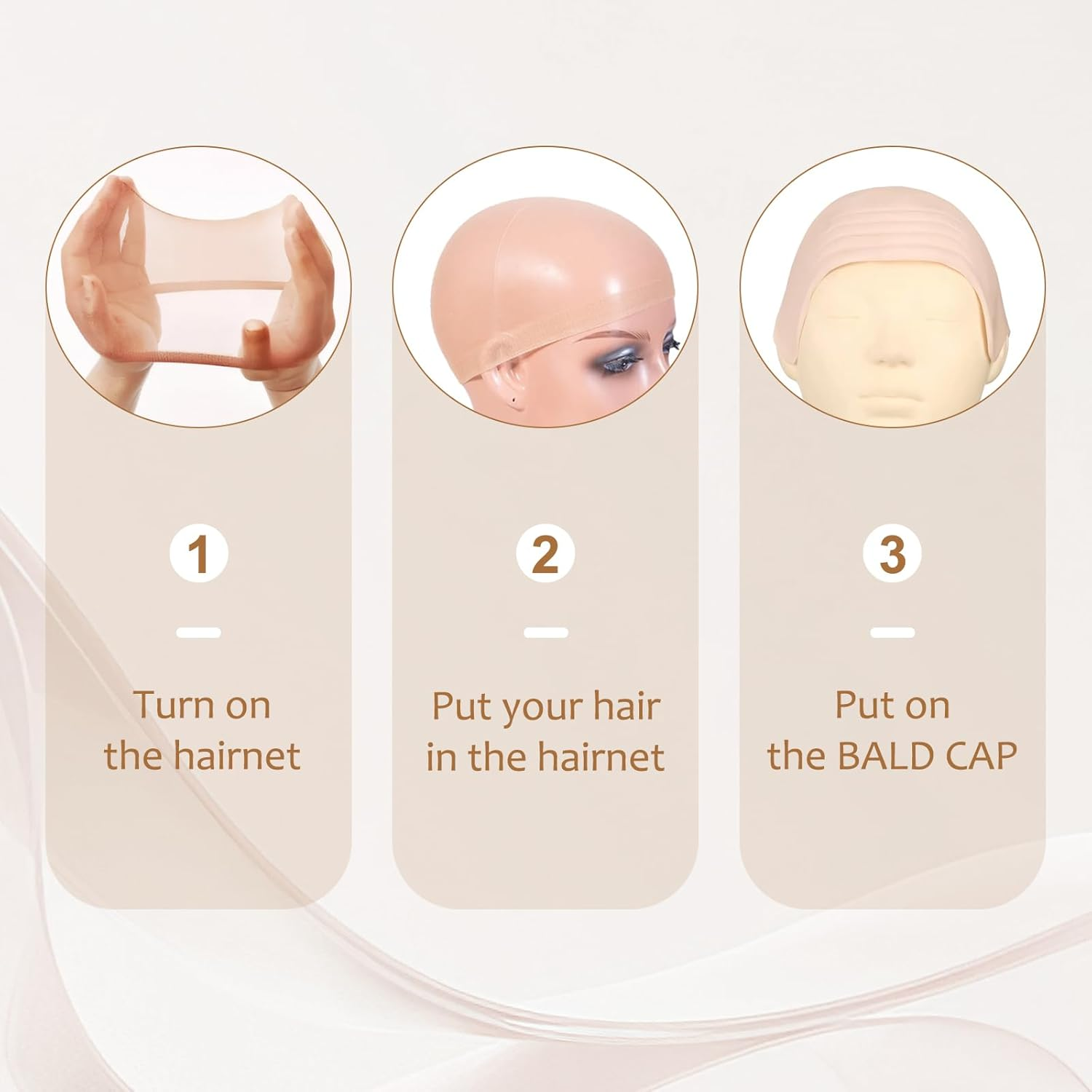 Pack of 2 Bald Cap and 2 Bald Heads, Pitbull Bald Caps, Pitbull Bald, Costume Set with Bald Head for Wig Makeup, Halloween Role Play, Costume Accessories image number 1