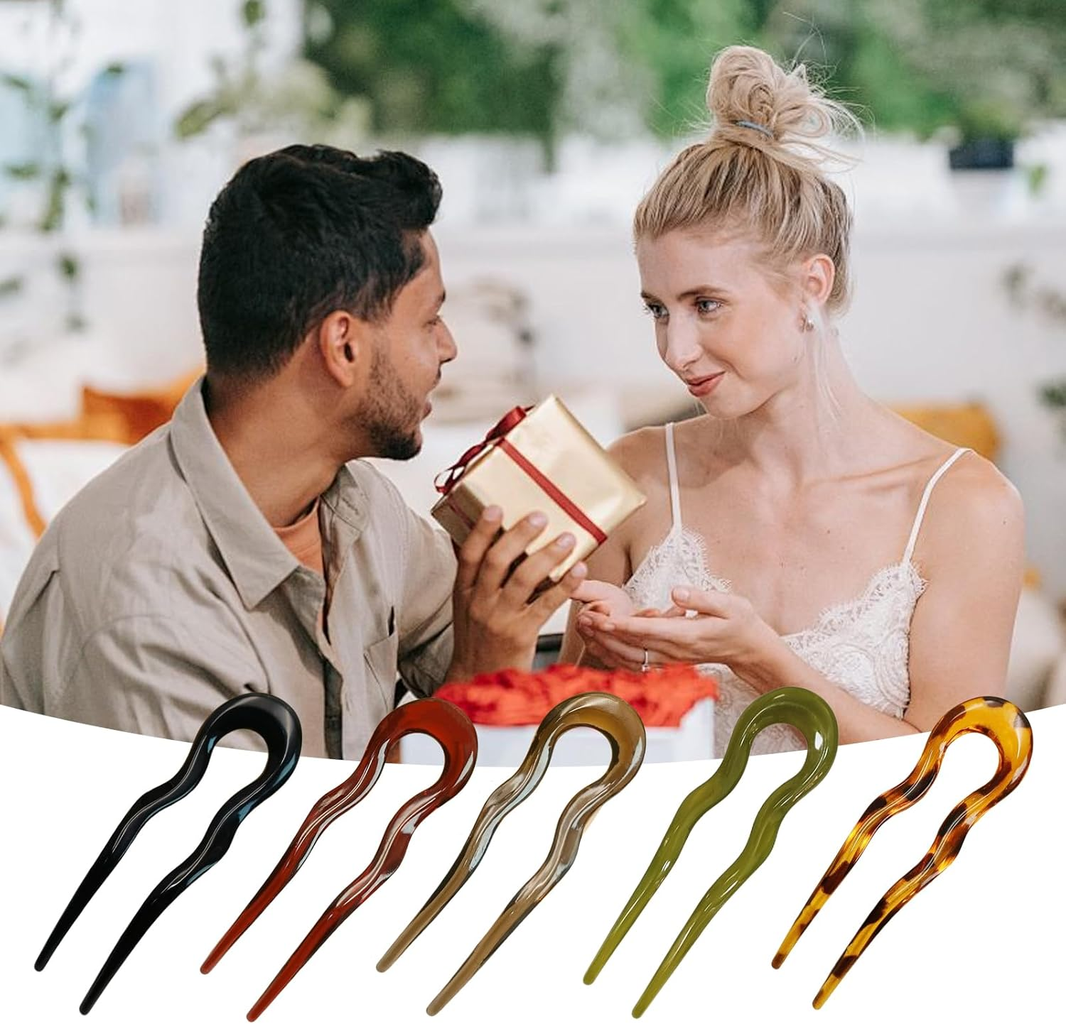 Iirlvior Pack of 5 Vintage U-Shaped Hairpins, Durable Hold Hair-Friendly Elegant Design, Secure Hold for Bun and Updos, Lightweight and Compact for Women and Girls image number 1