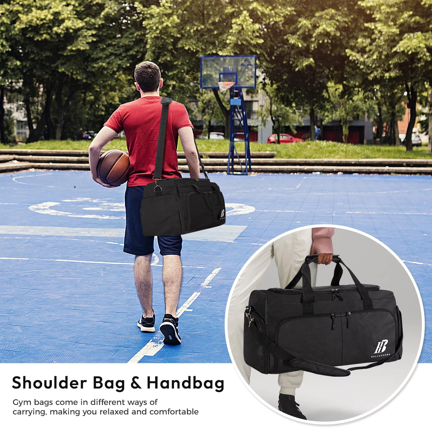 Gym Bag for Men Women Sports Gym Bag with Shoe Compartment and Wet Pocket Gym Duffel Bag Travel Bag Training Bag Weekender Bag for Sport Fitness Travel
